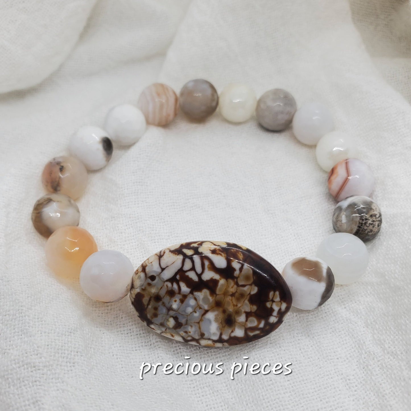 Amber Agate Beaded Bracelet