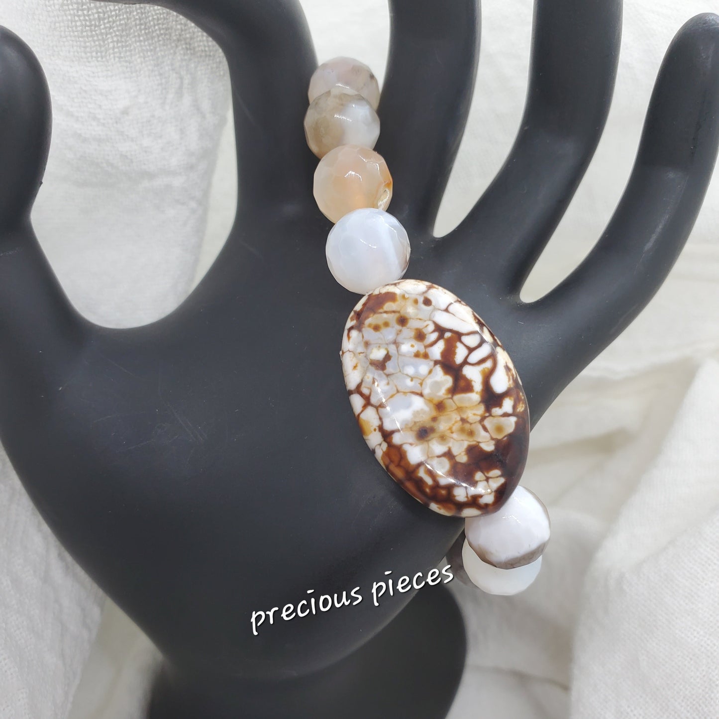 Amber Agate Beaded Bracelet