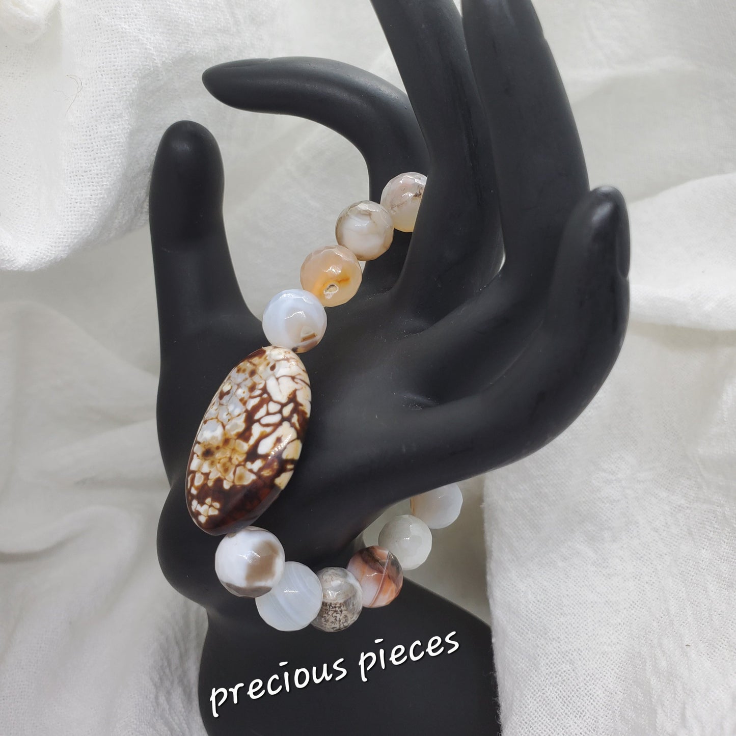 Amber Agate Beaded Bracelet