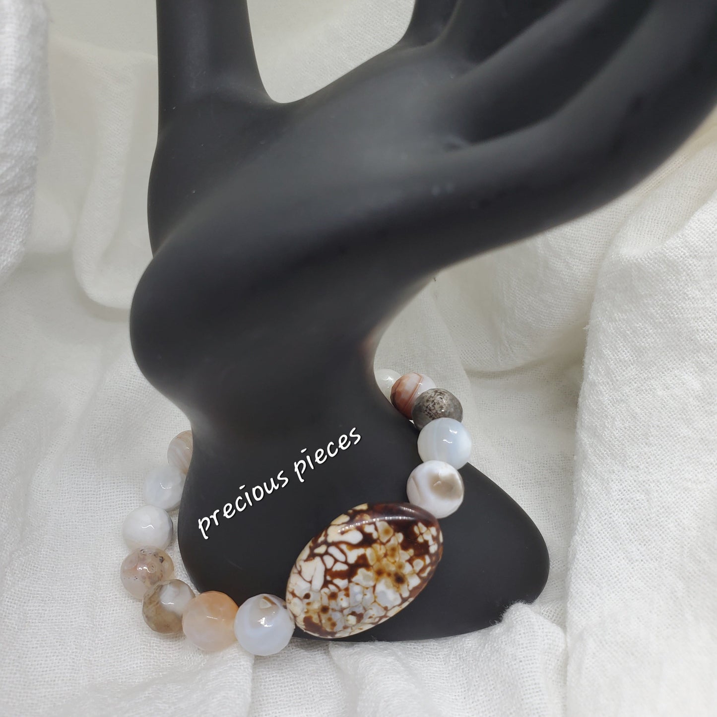 Amber Agate Beaded Bracelet