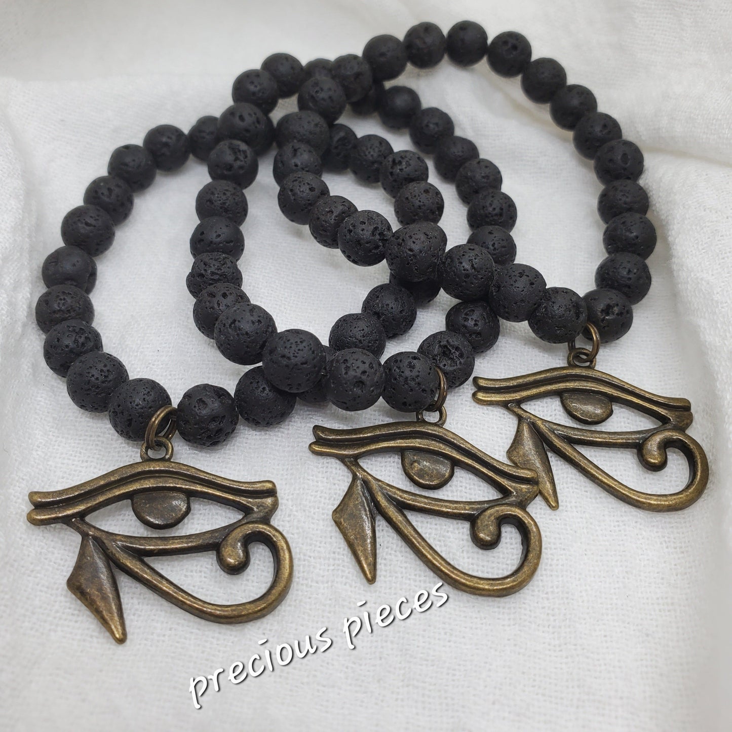 Black Lava Beaded Eye Of Horus Bracelets