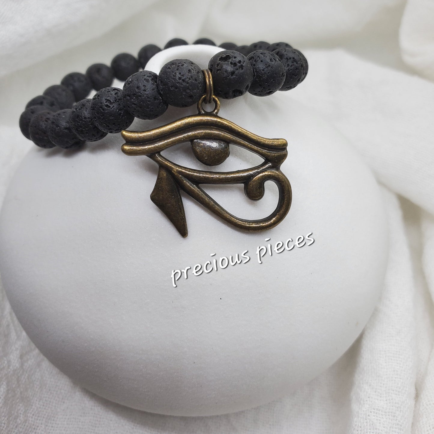 Black Lava Beaded Eye Of Horus Bracelets