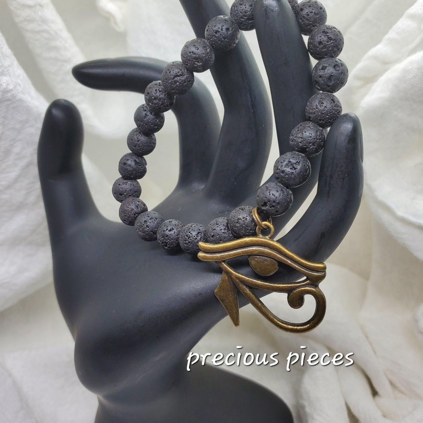 Black Lava Beaded Eye Of Horus Bracelets