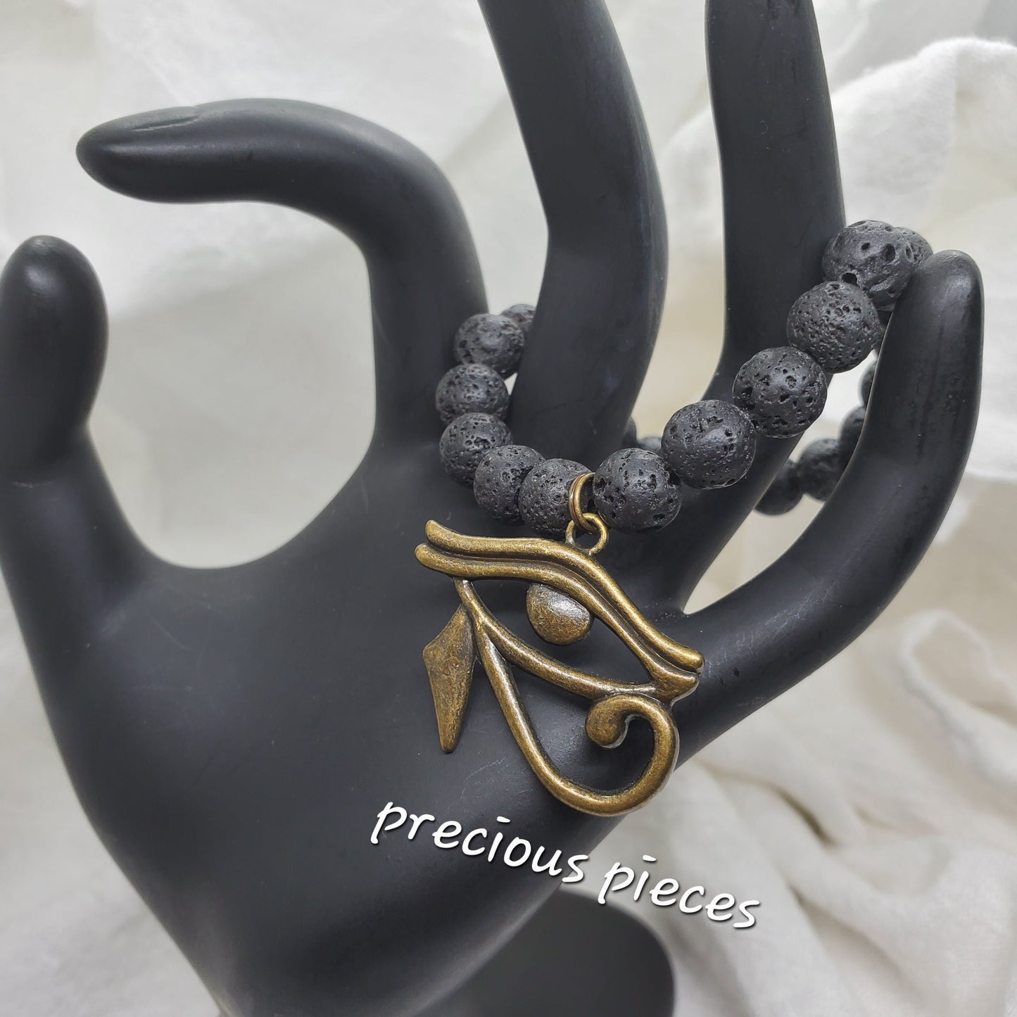 Black Lava Beaded Eye Of Horus Bracelets