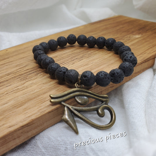 Black Lava Beaded Eye Of Horus Bracelets