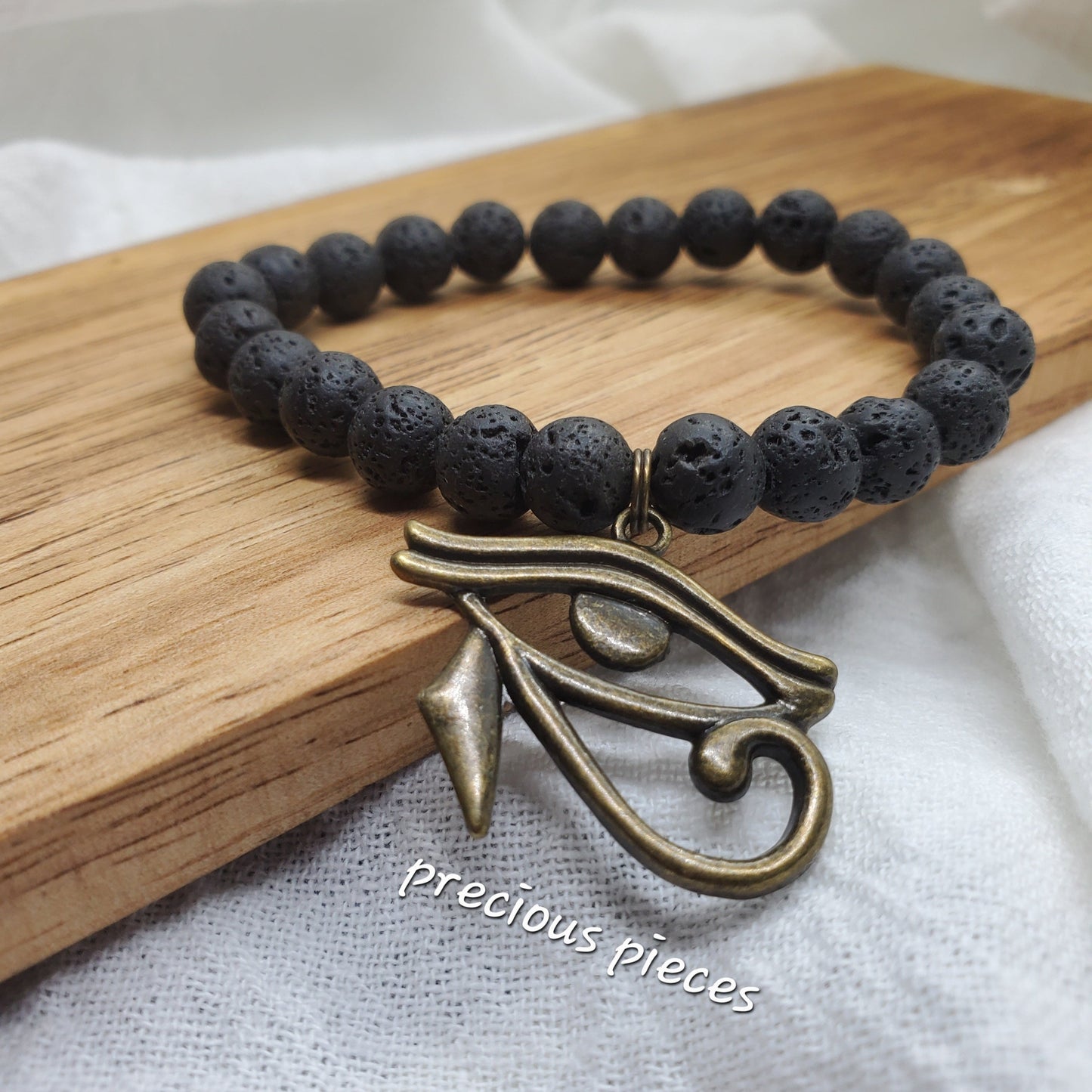 Black Lava Beaded Eye Of Horus Bracelets