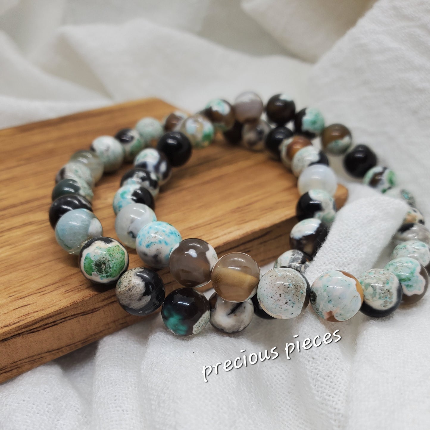 Brown Mixture Agate Beaded Bracelets