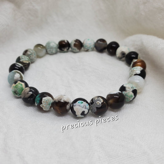 Brown Mixture Agate Beaded Bracelets