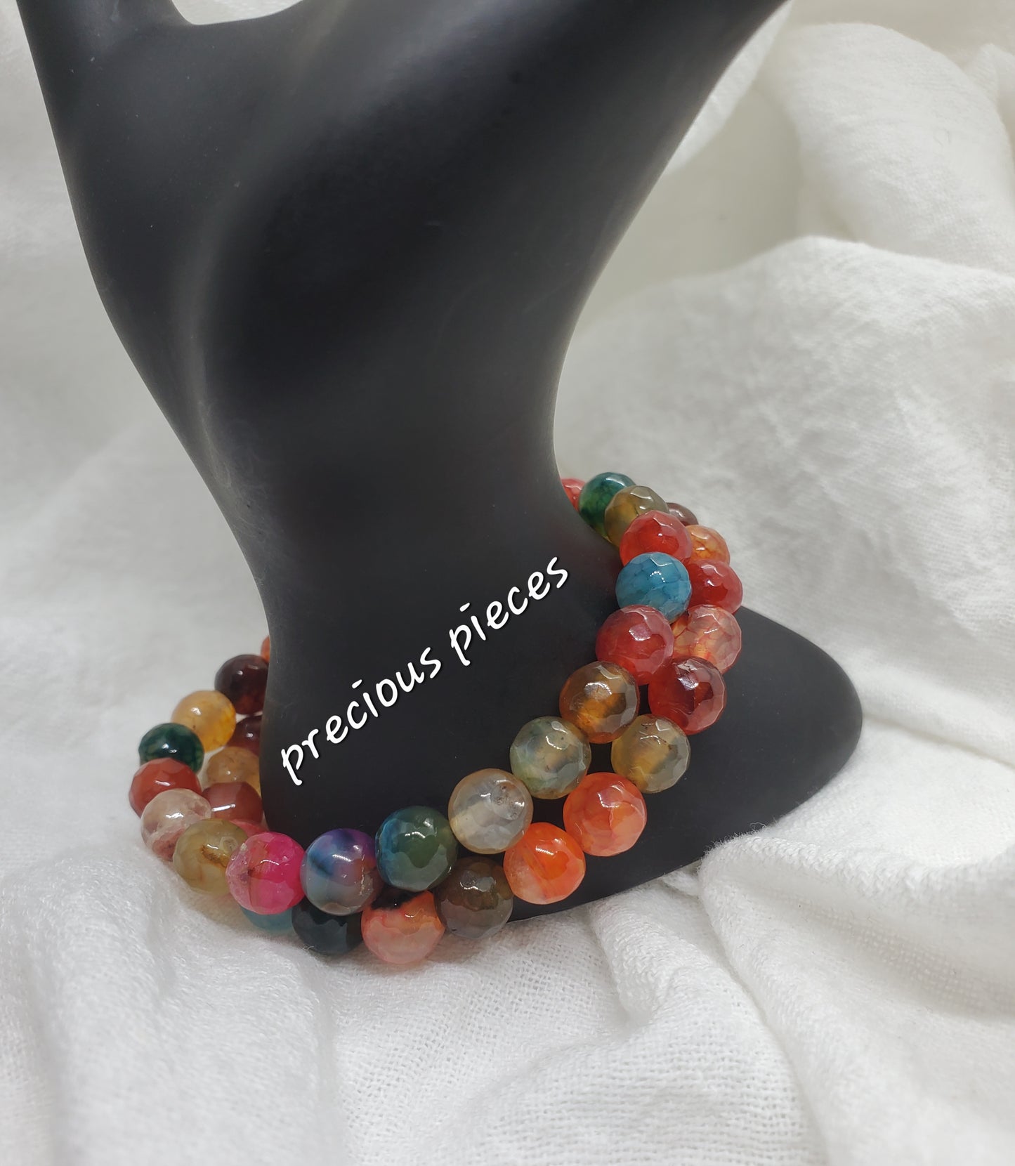 Multicolored Faceted Agate Beaded Bracelets