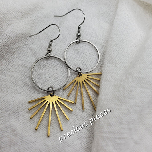 Sunburst Mixed Metal Dangle Earrings (click for more options)