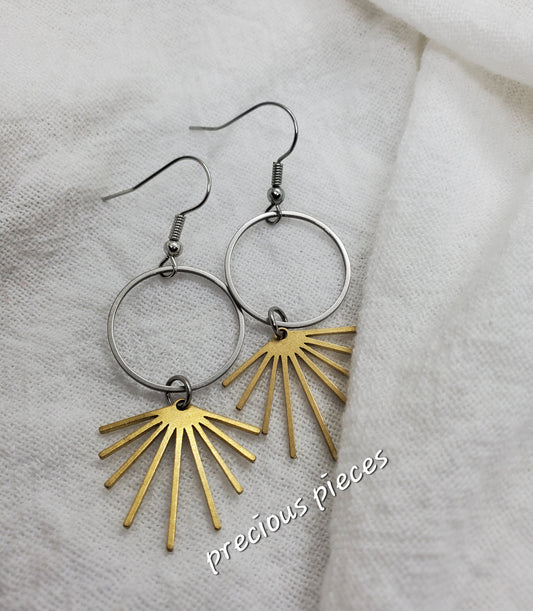 Sunburst Mixed Metal Dangle Earrings (click for more options)