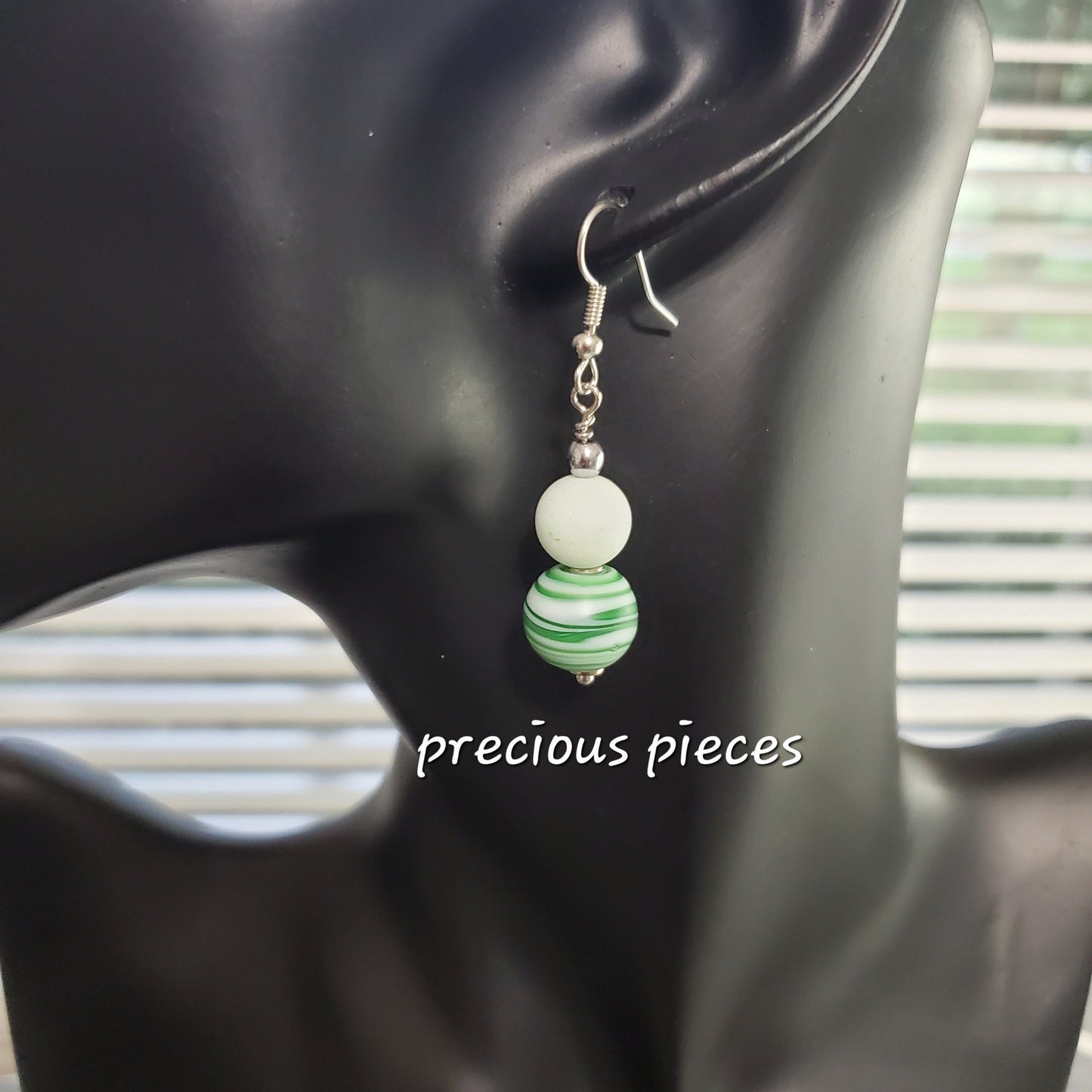 Minty Swirl Beaded Earrings