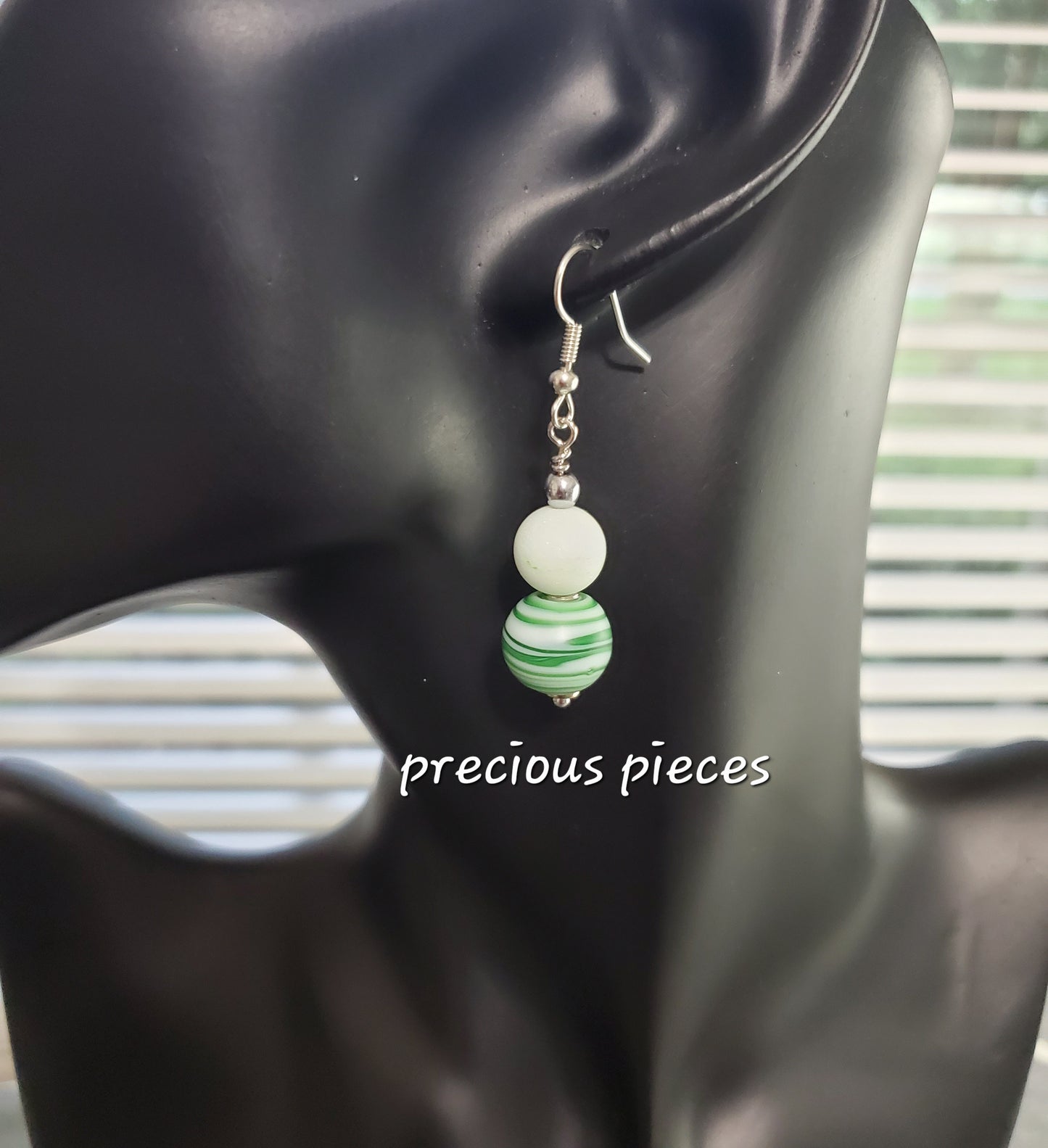 Minty Swirl Beaded Earrings