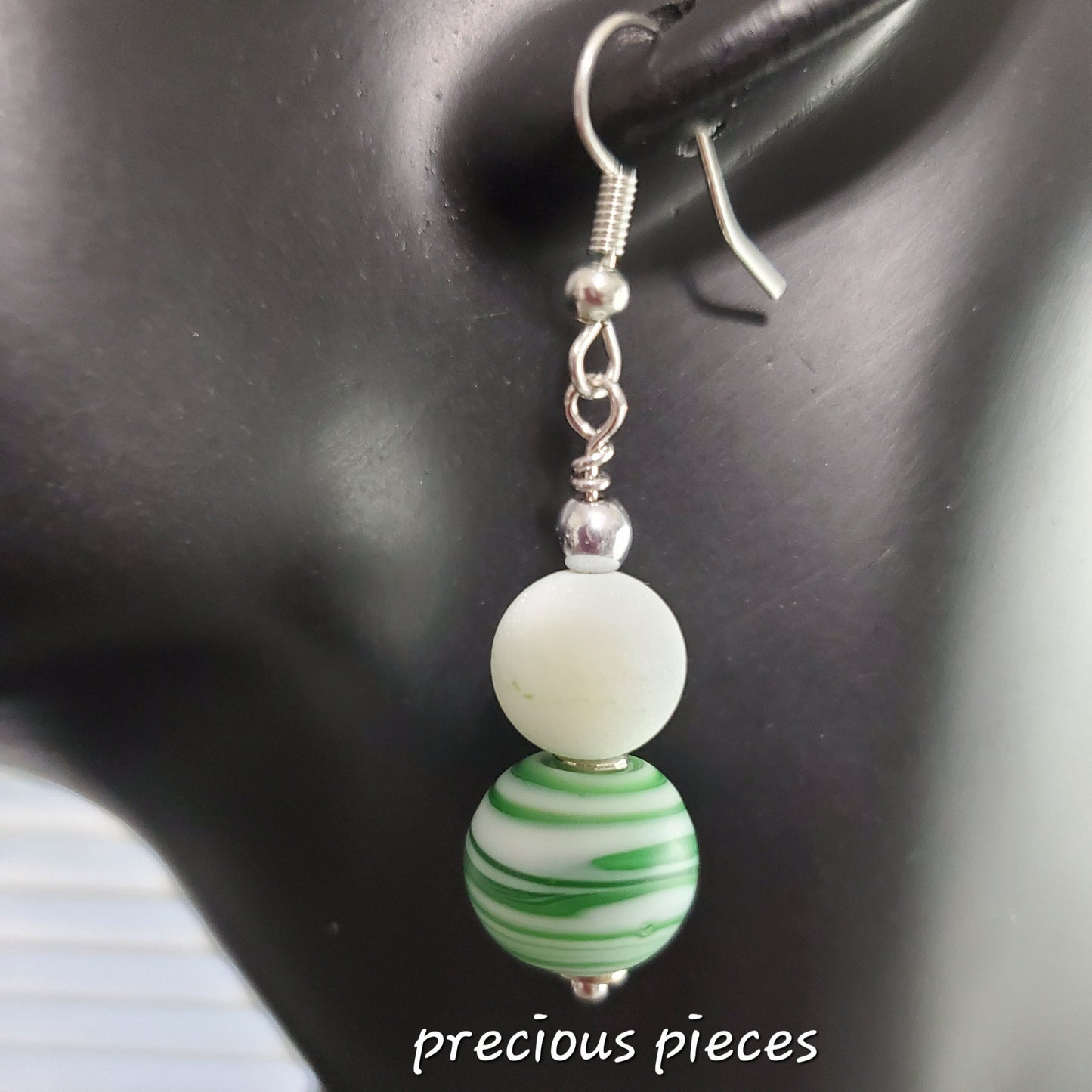 Minty Swirl Beaded Earrings