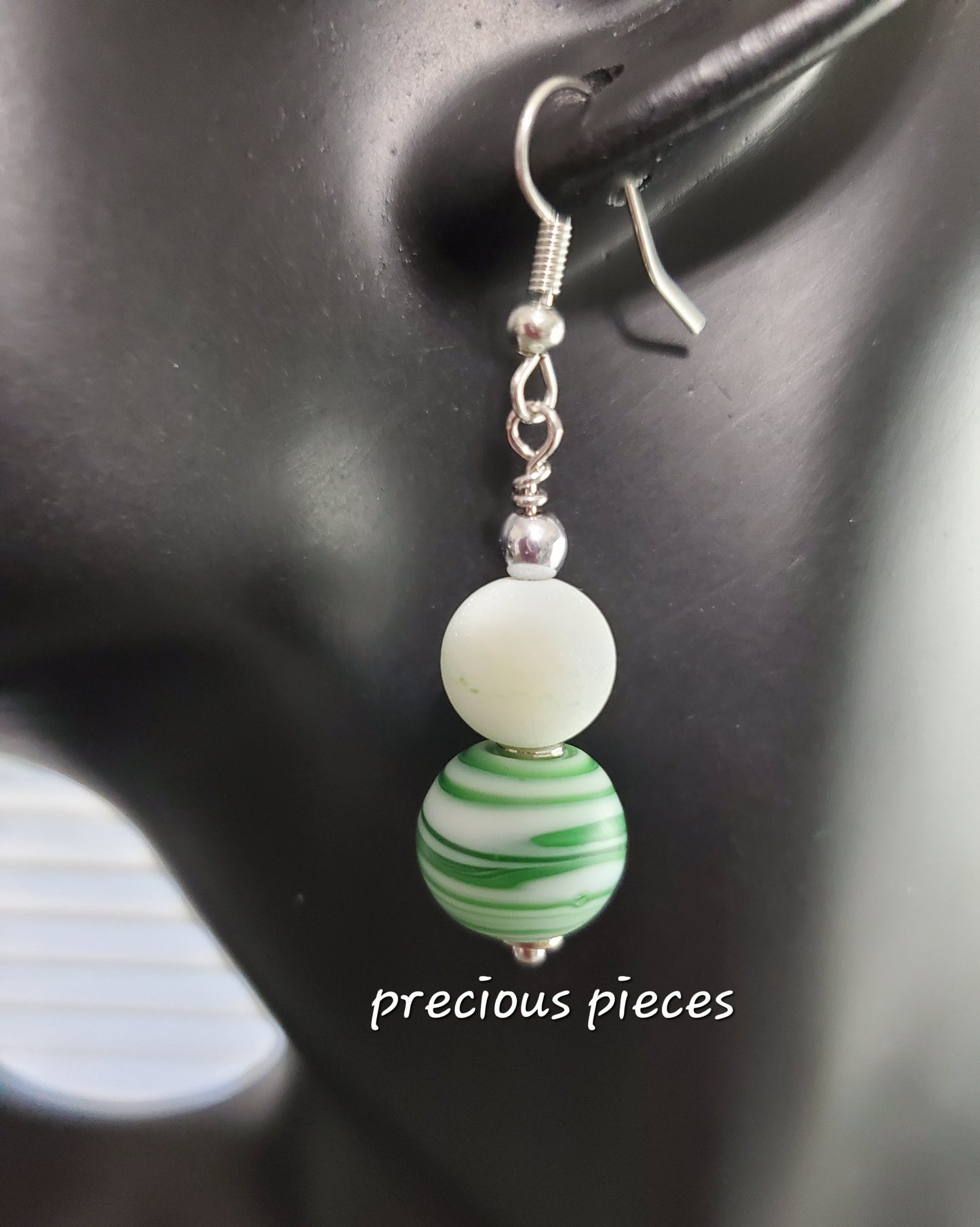 Minty Swirl Beaded Earrings