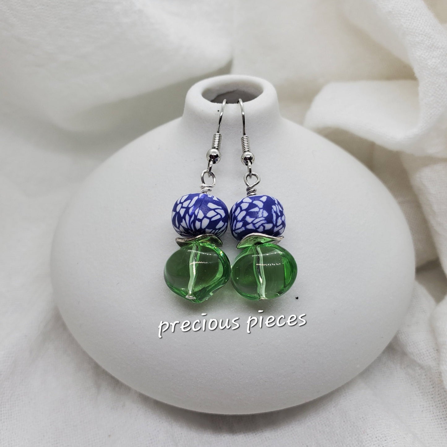 Green Nugget and Clay Earrings