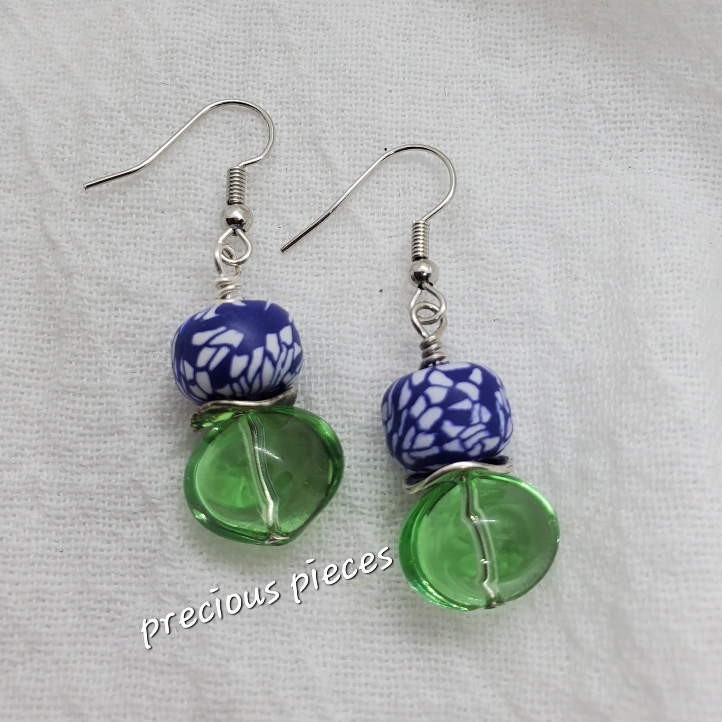 Green Nugget and Clay Earrings