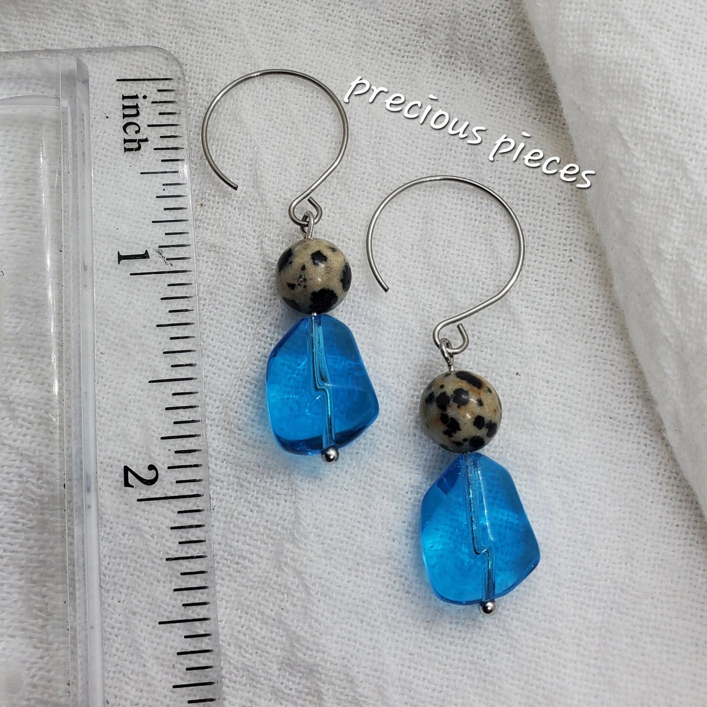 Turquoise Nugget and Dalmatian Jasper Beaded Earrings