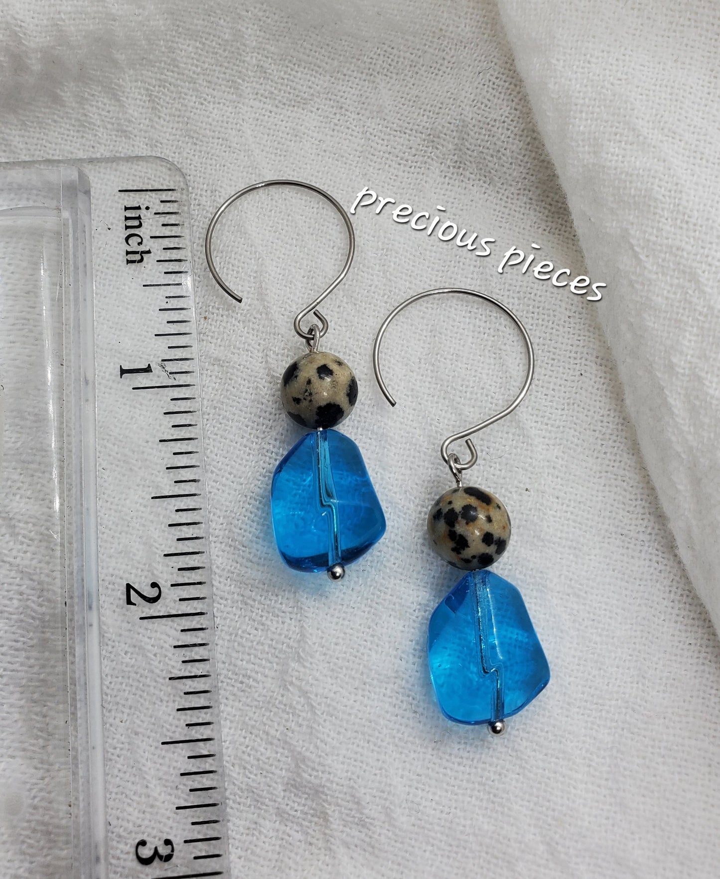 Turquoise Nugget and Dalmatian Jasper Beaded Earrings