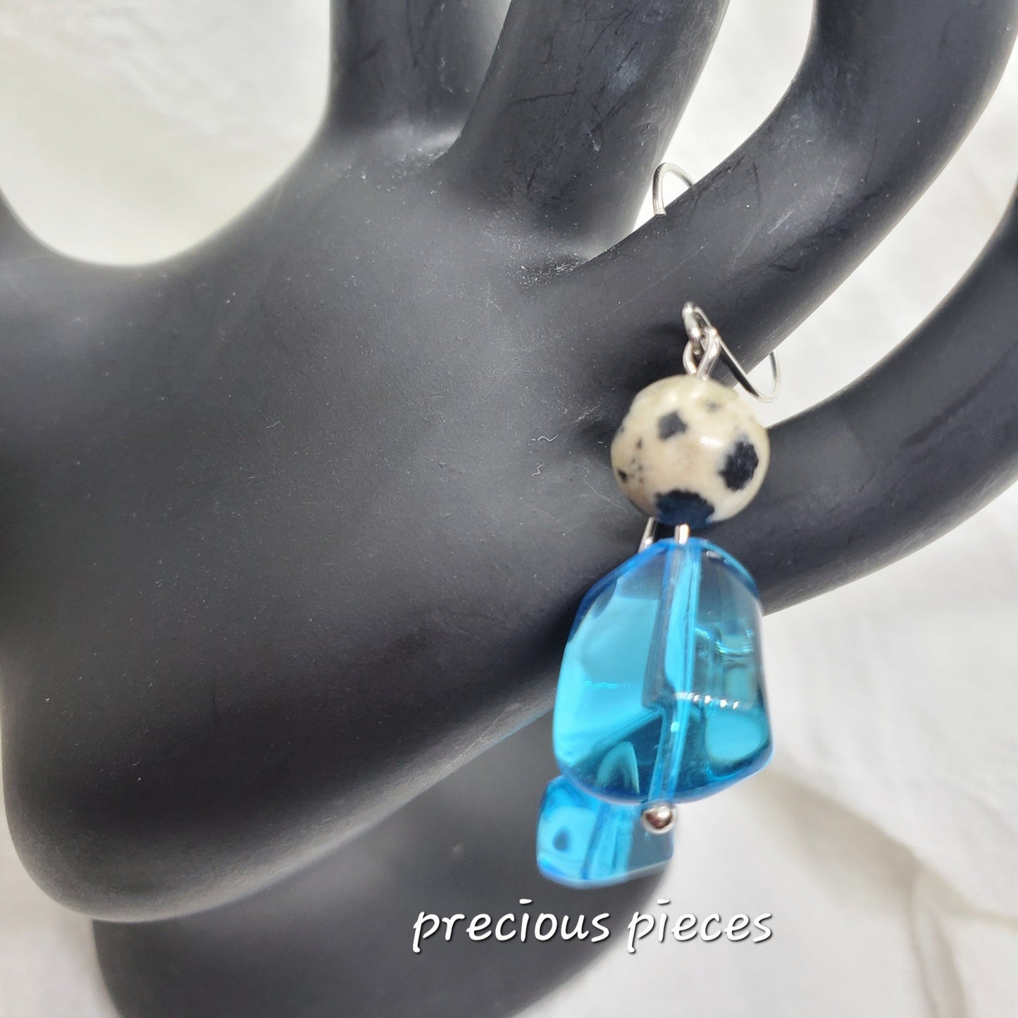Turquoise Nugget and Dalmatian Jasper Beaded Earrings