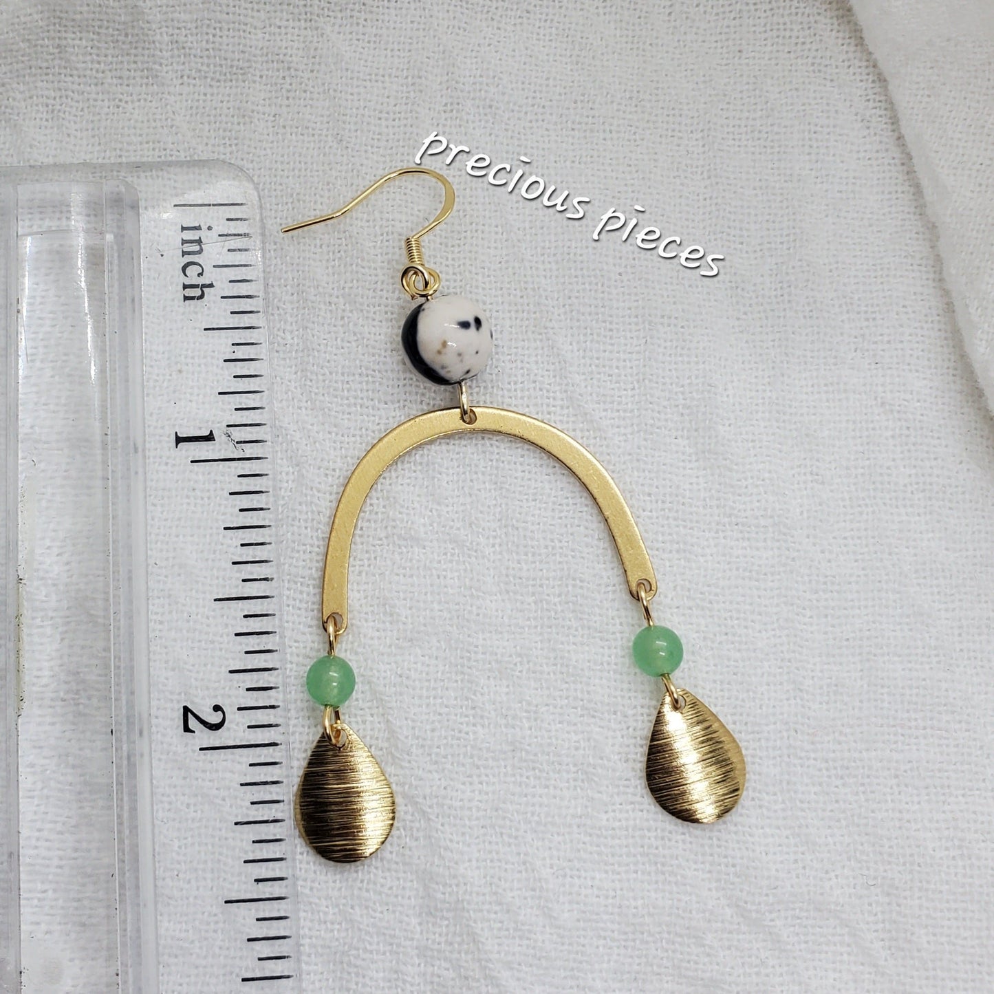 Brass and  Beaded Teardrop Earrings