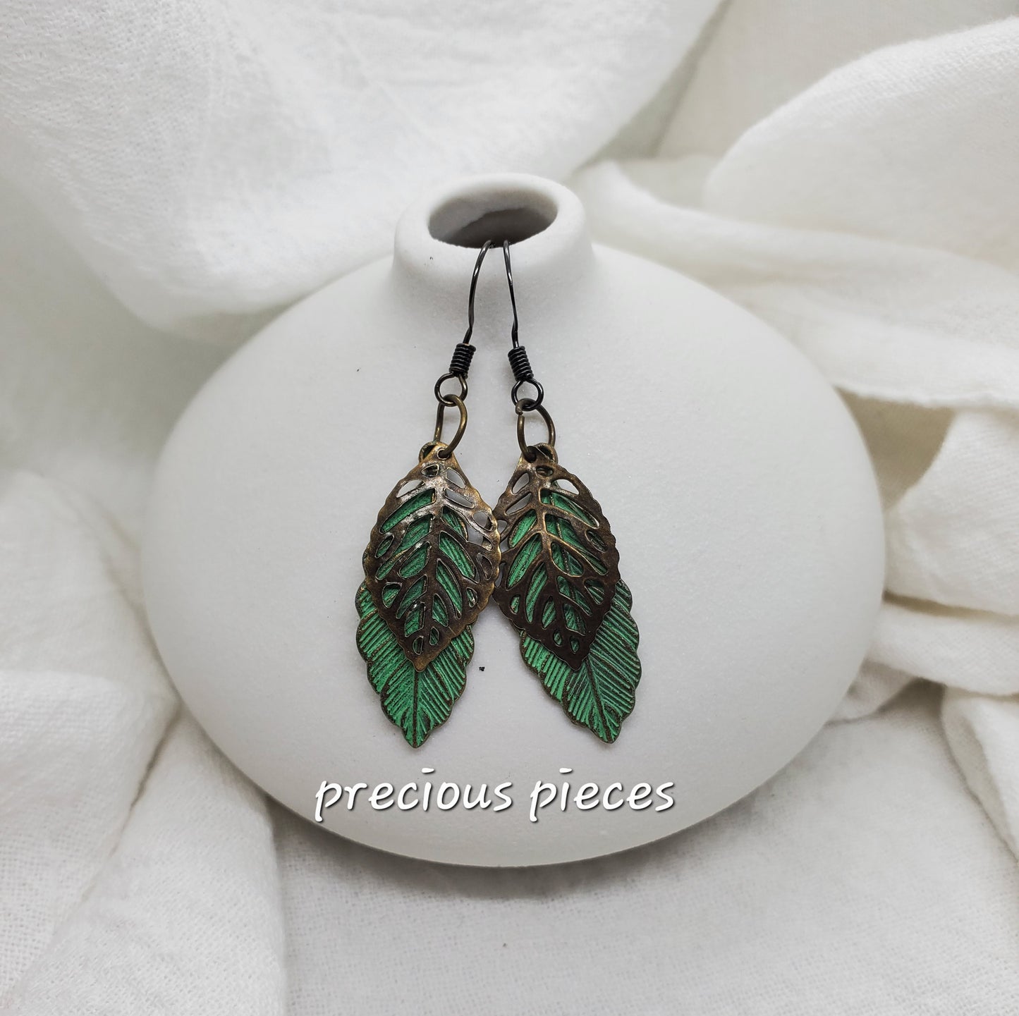 Double Leaf Dangle Earrings