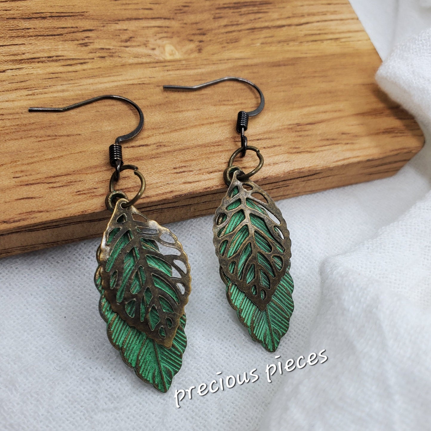 Double Leaf Dangle Earrings