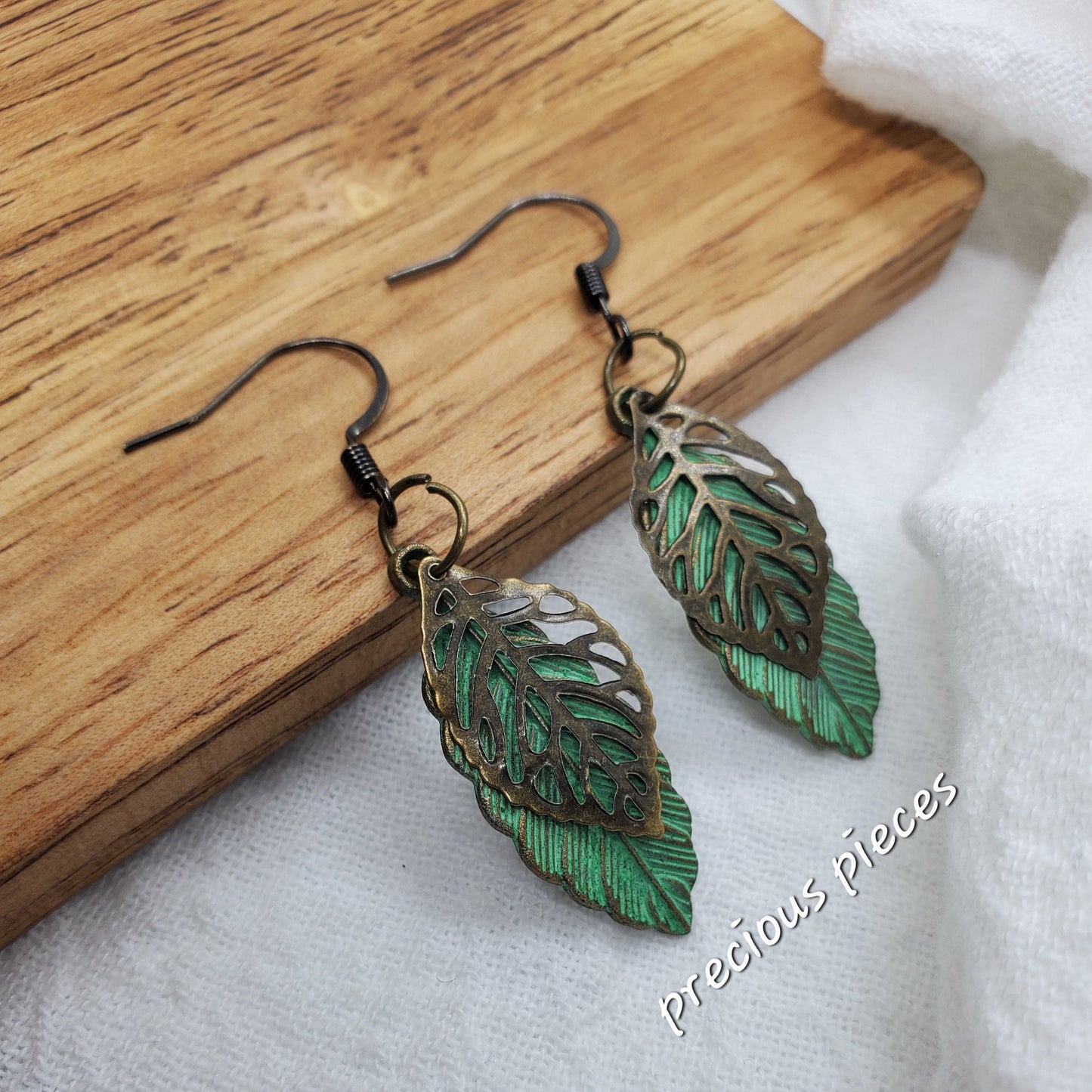 Double Leaf Dangle Earrings