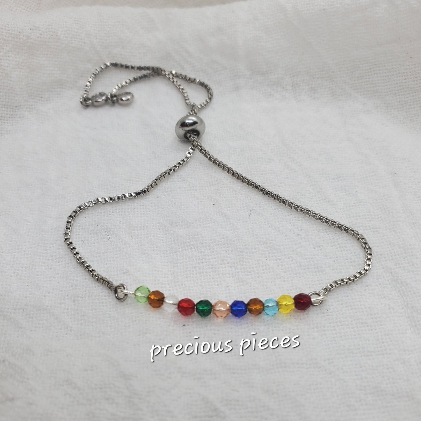 Glass Multicolor Faceted Beaded Slider Bracelet