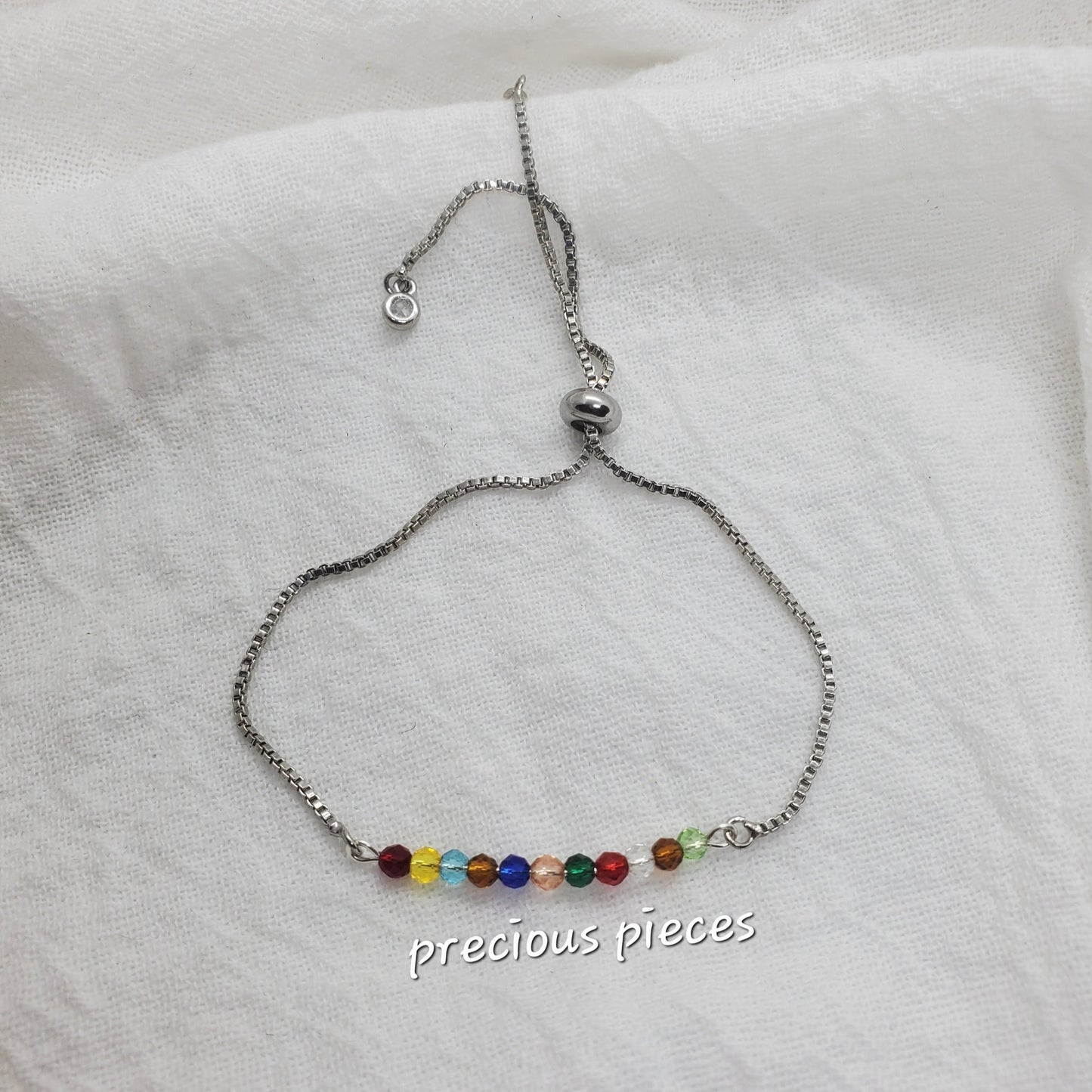 Glass Multicolor Faceted Beaded Slider Bracelet