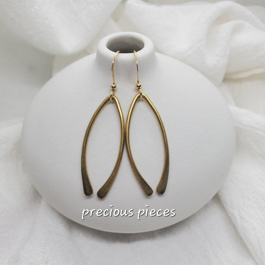 Brass Wishbone Shaped Earrings