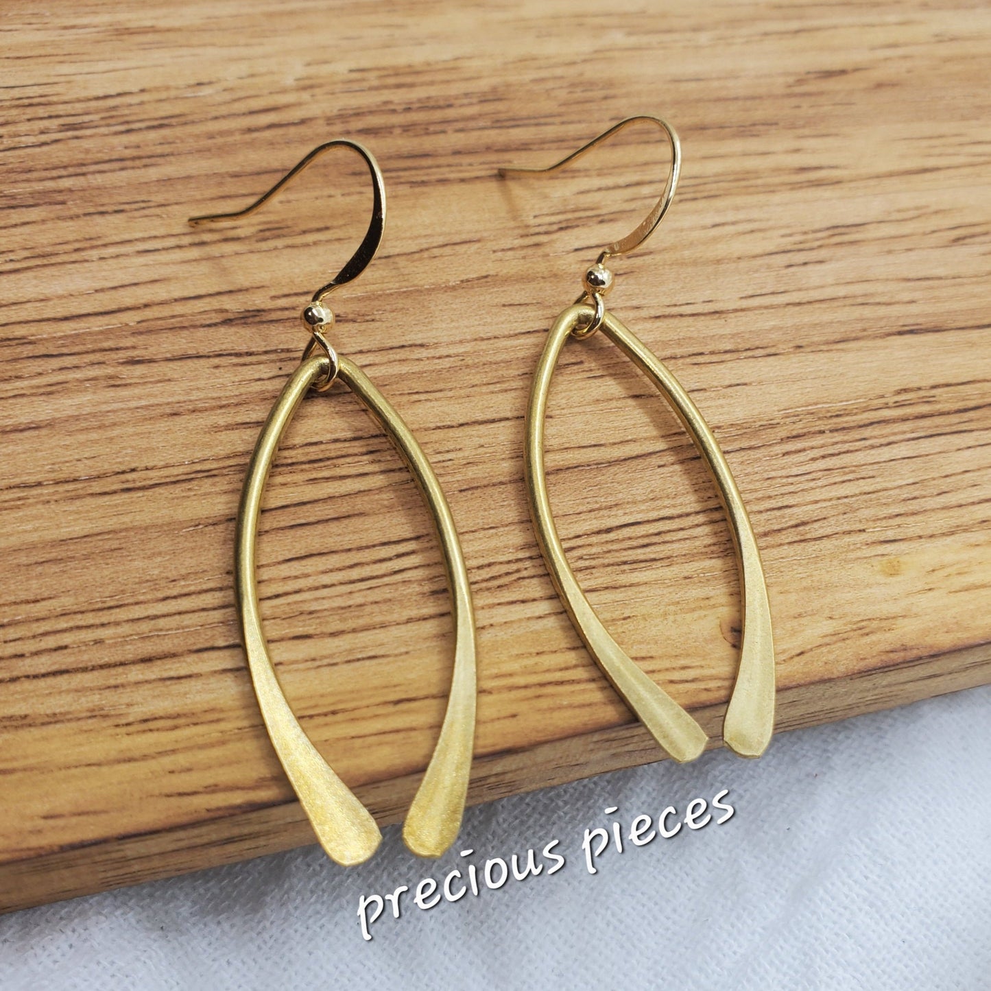 Brass Wishbone Shaped Earrings