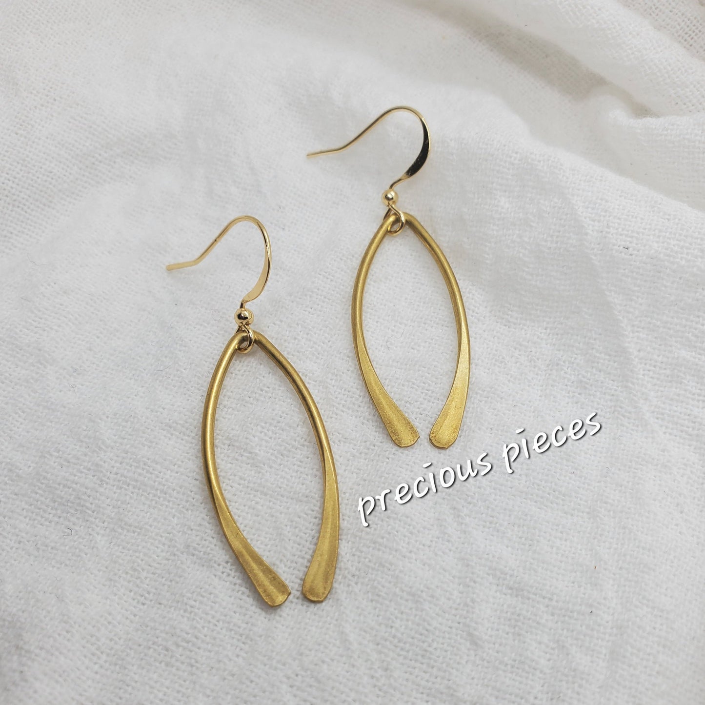 Brass Wishbone Shaped Earrings