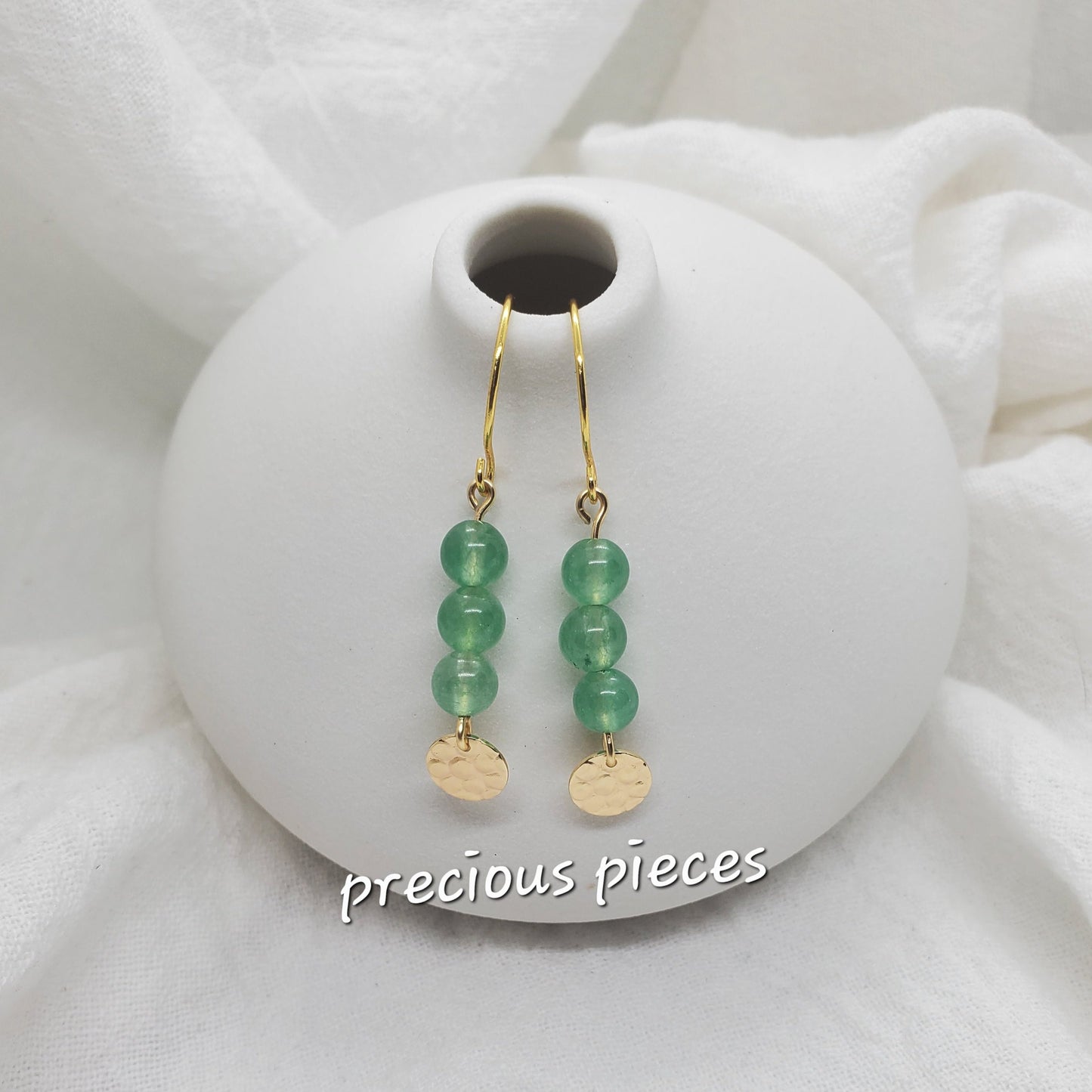 Green Beaded Dangle Earrings