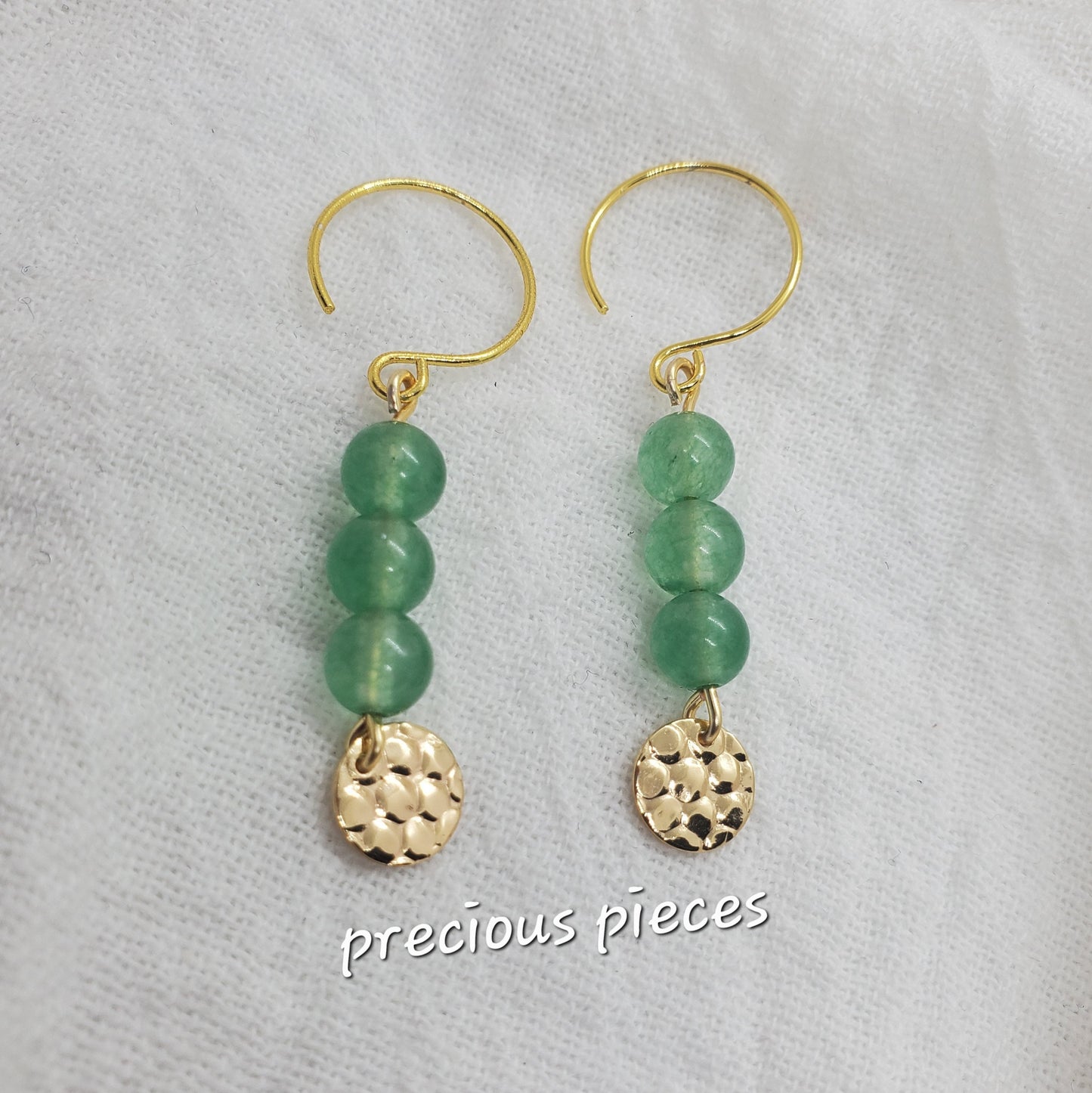 Green Beaded Dangle Earrings