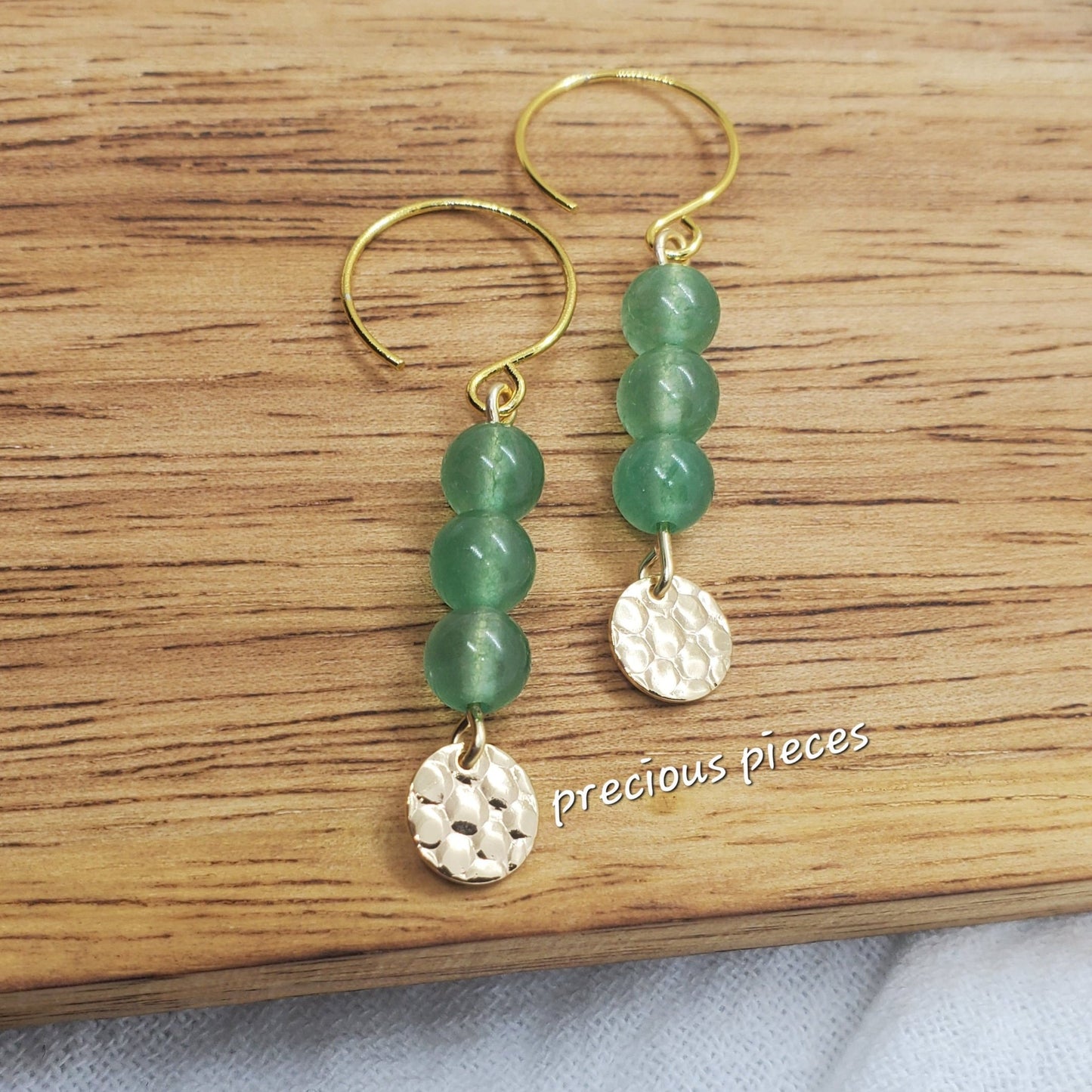 Green Beaded Dangle Earrings