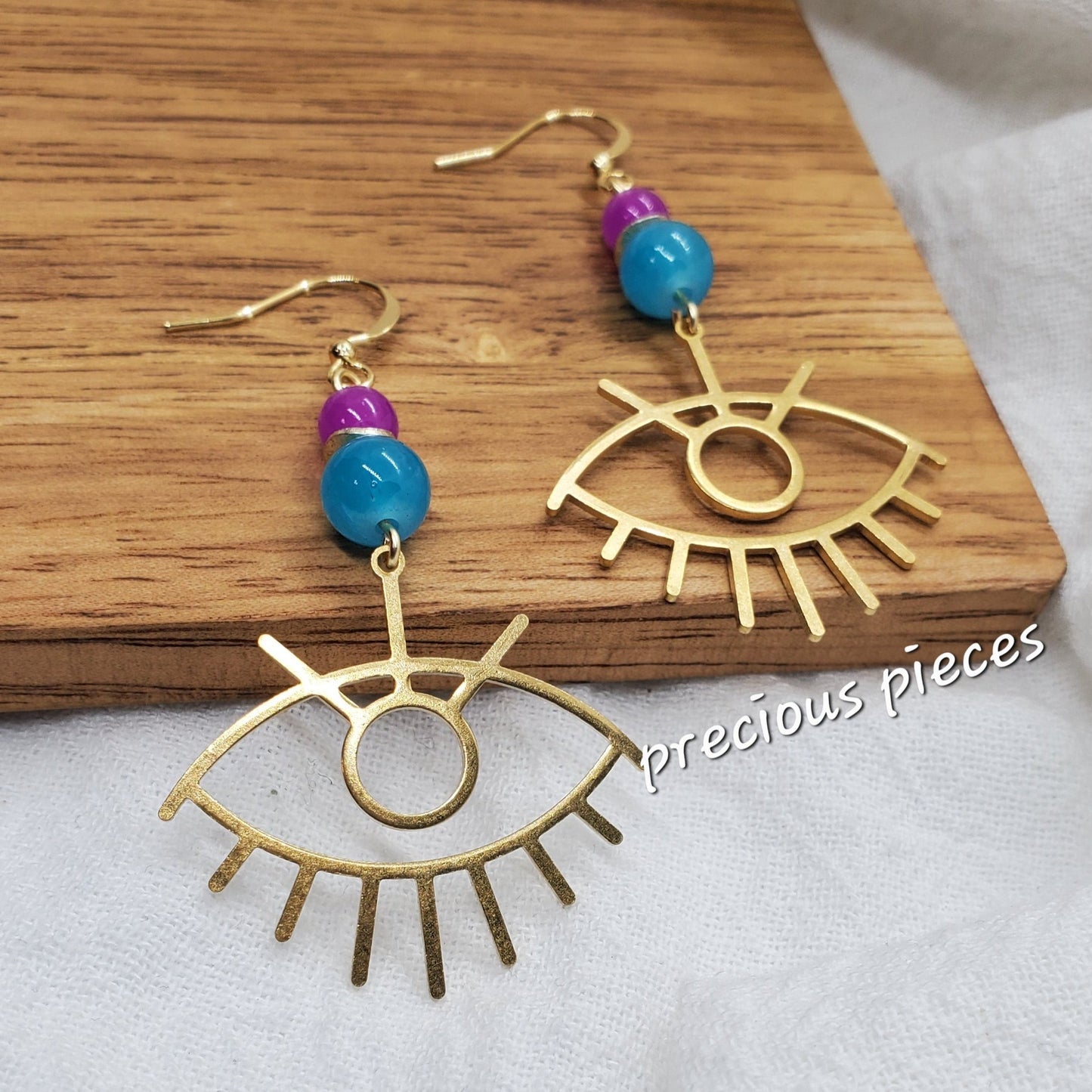 Brass Evil Eye Earrings