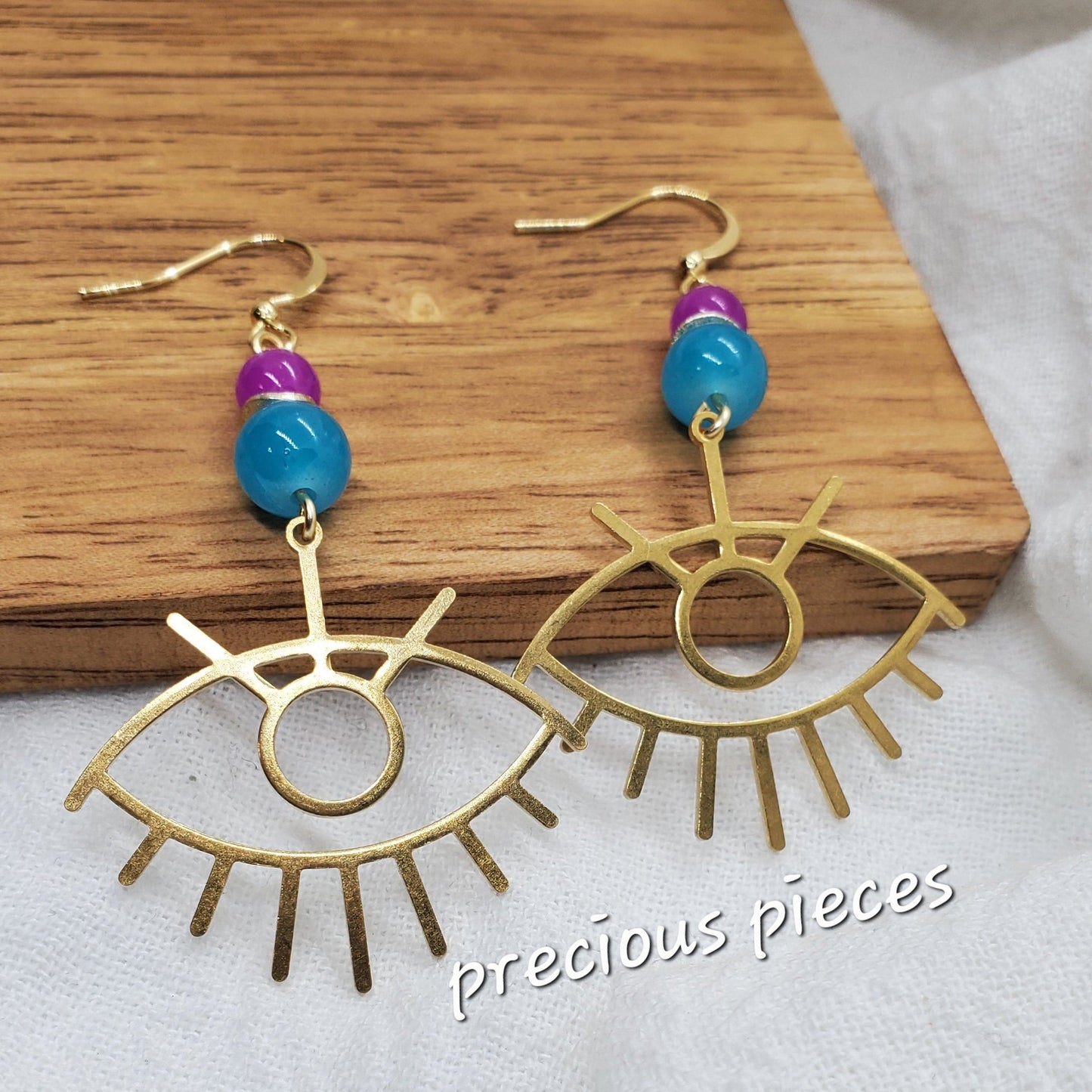 Brass Evil Eye Earrings