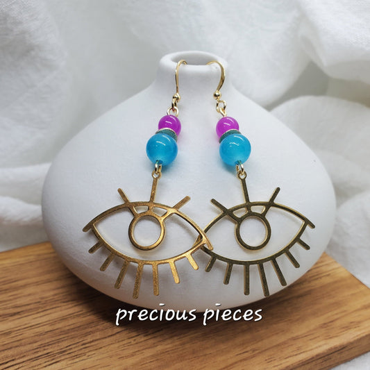 Brass Evil Eye Earrings