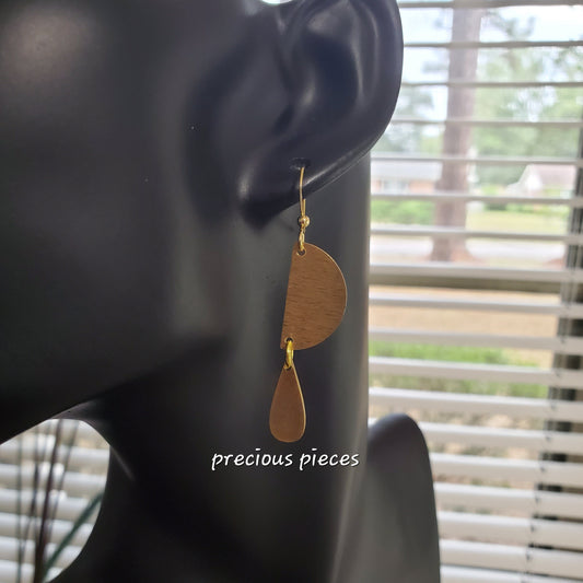 Brass Half Circle and Teardrop Earrings