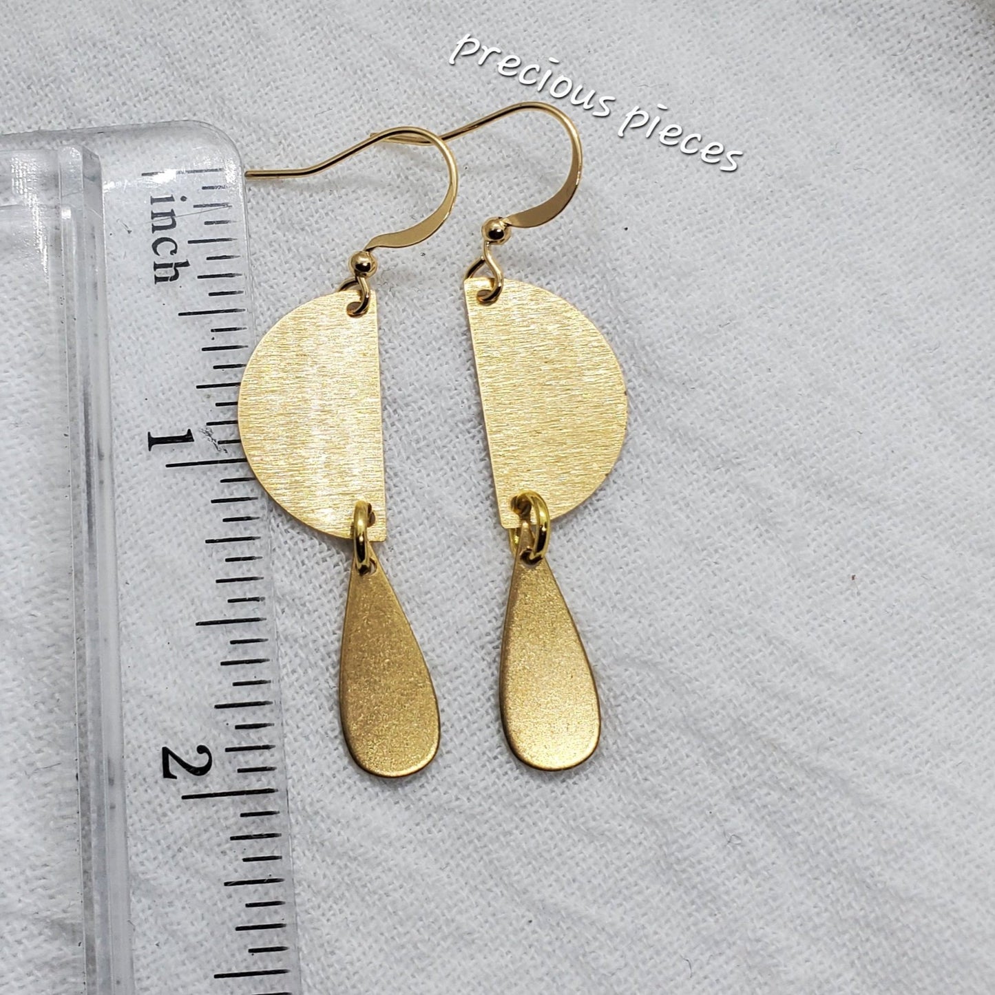 Brass Half Circle and Teardrop Earrings