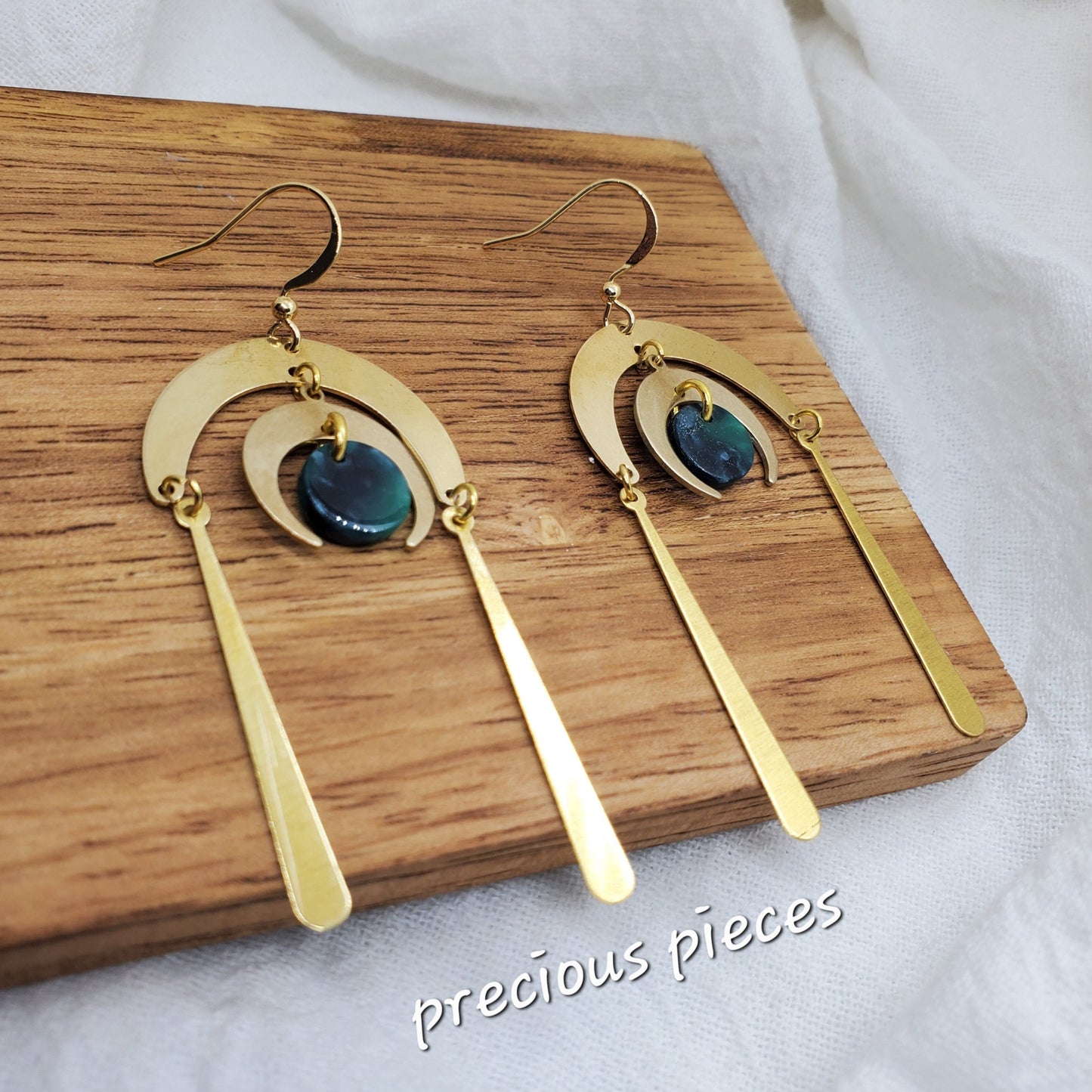 Brass Moon Dangle Earrings