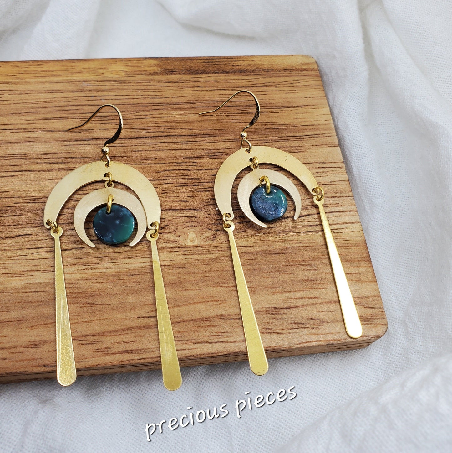 Brass Moon Dangle Earrings