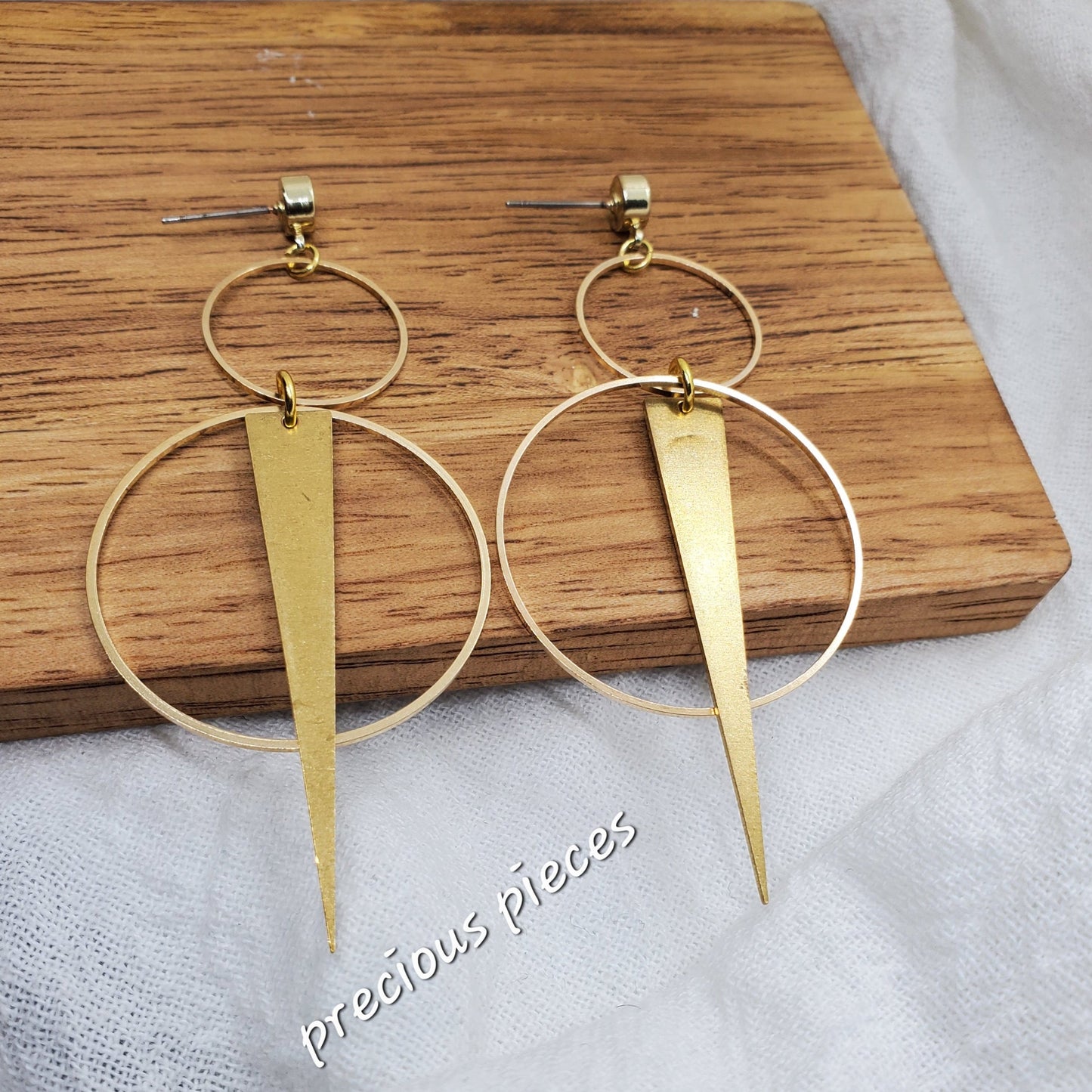 Brass Spike and Circle Earrings