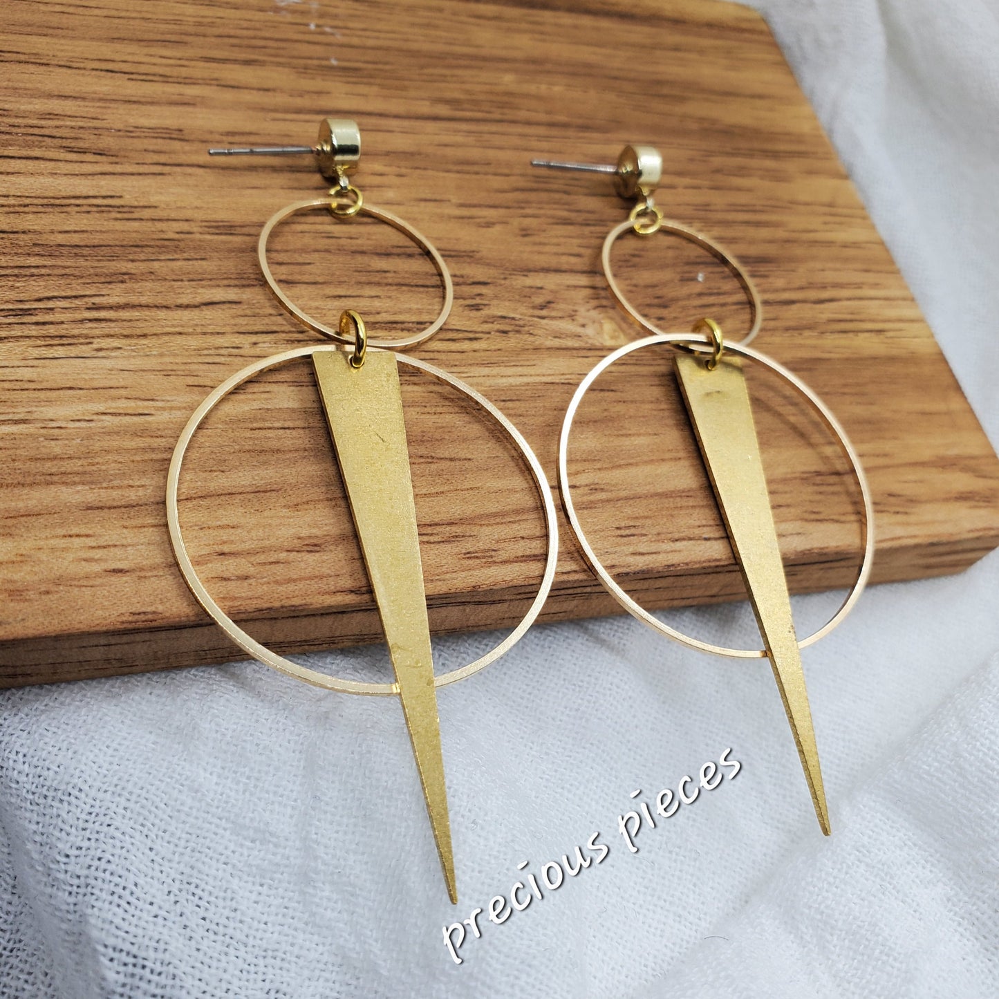 Brass Spike and Circle Earrings