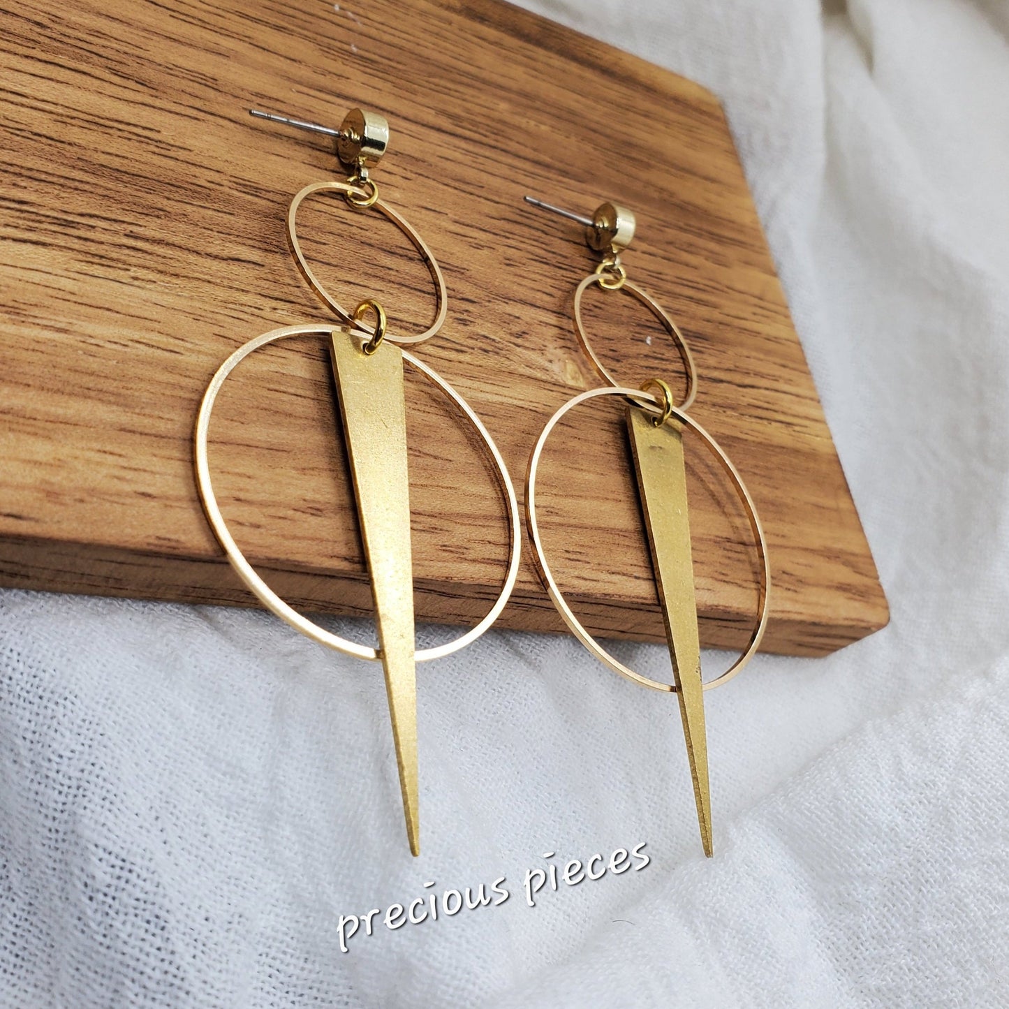 Brass Spike and Circle Earrings