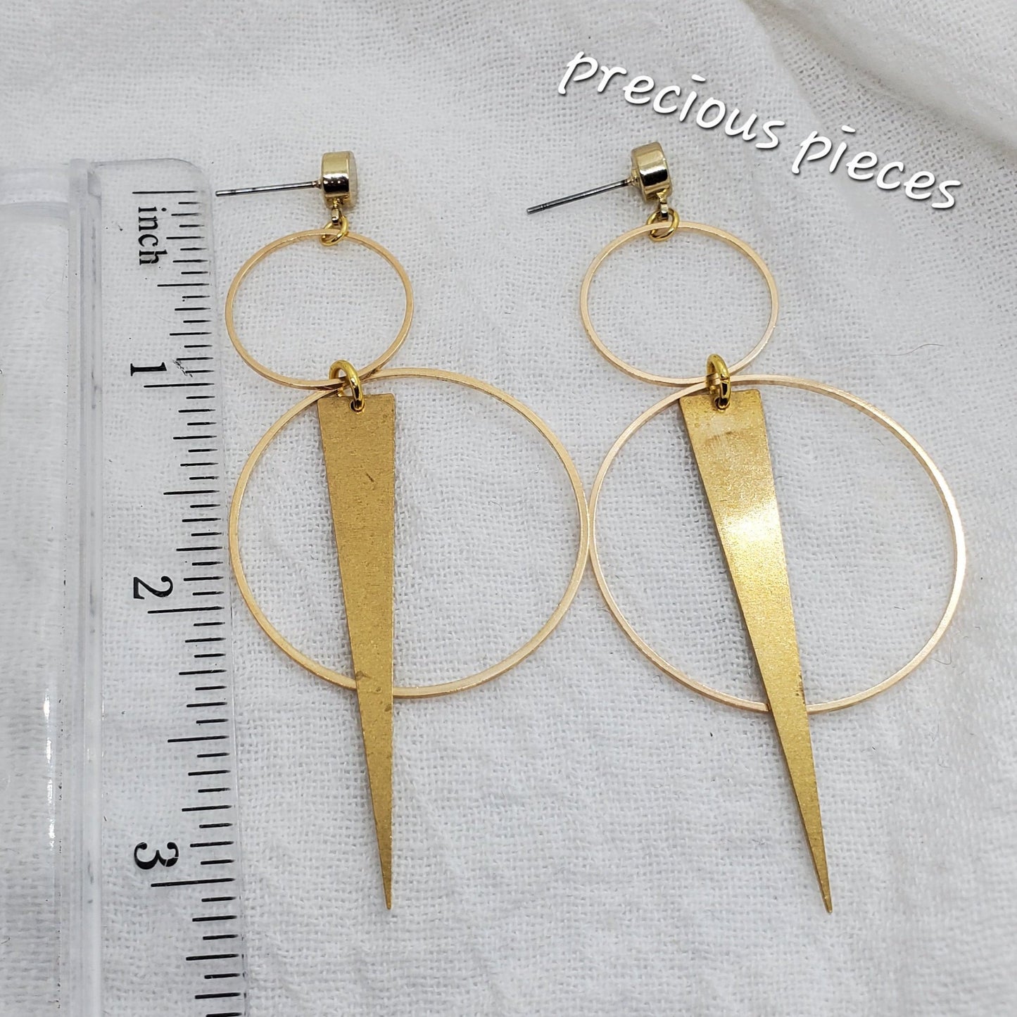 Brass Spike and Circle Earrings