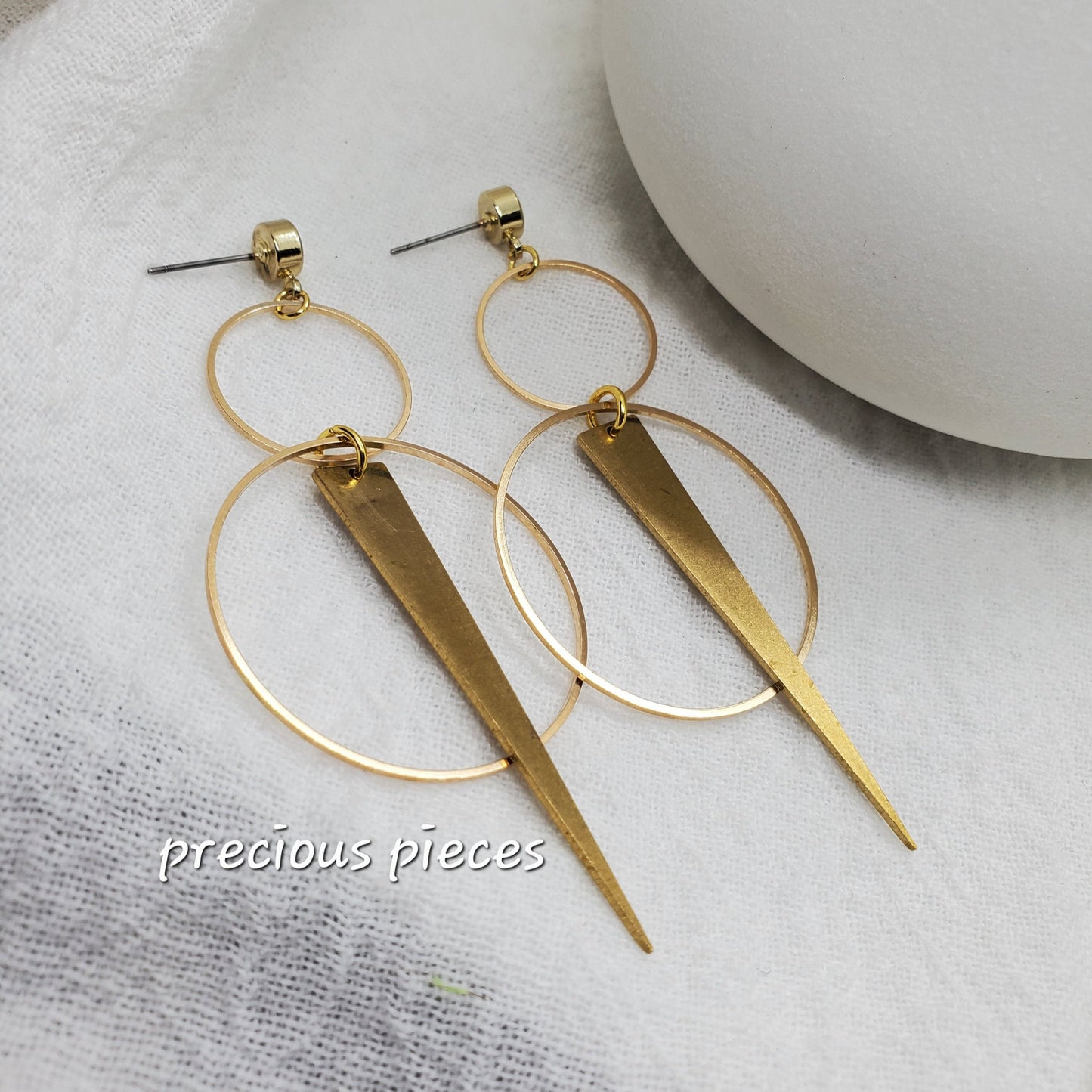 Brass Spike and Circle Earrings