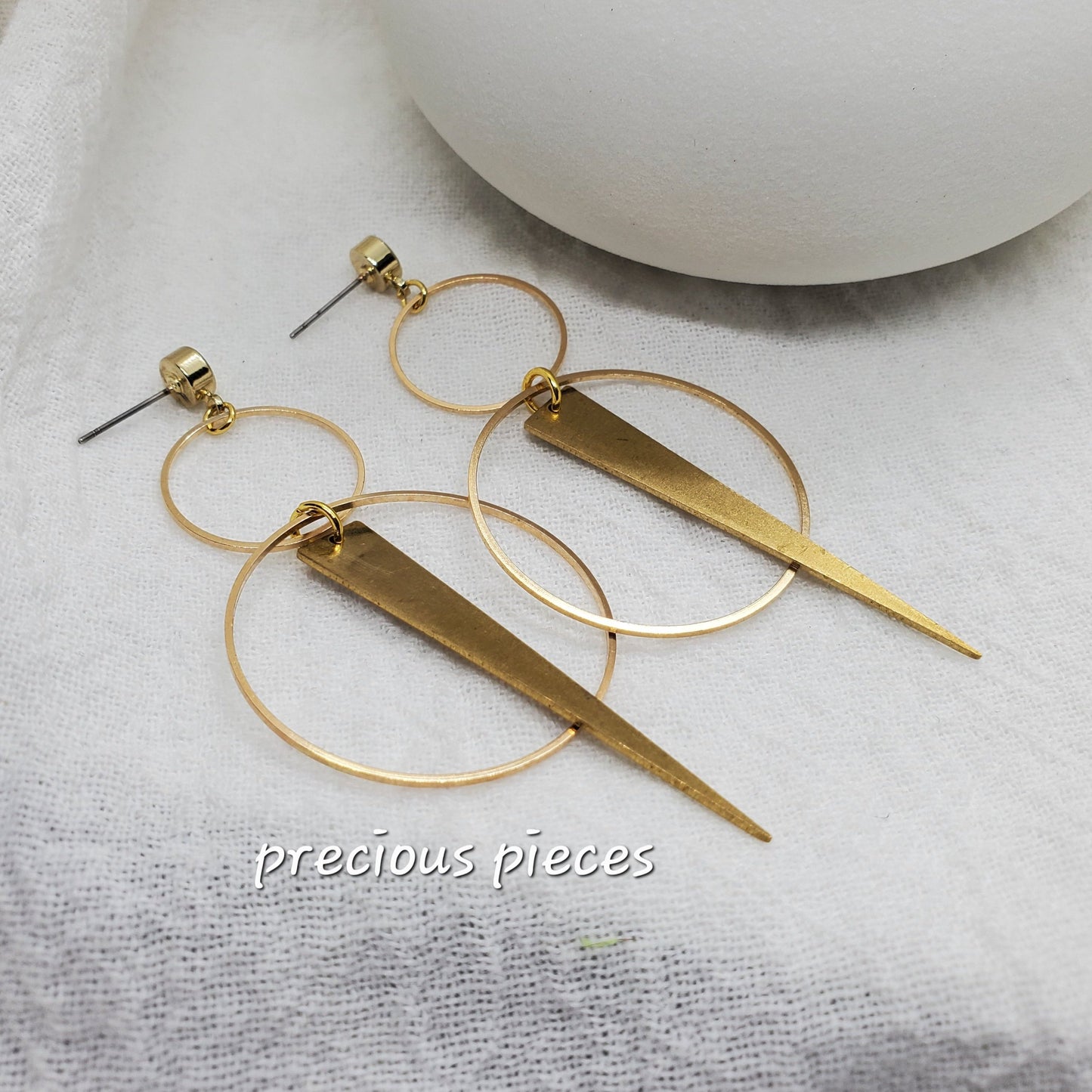 Brass Spike and Circle Earrings