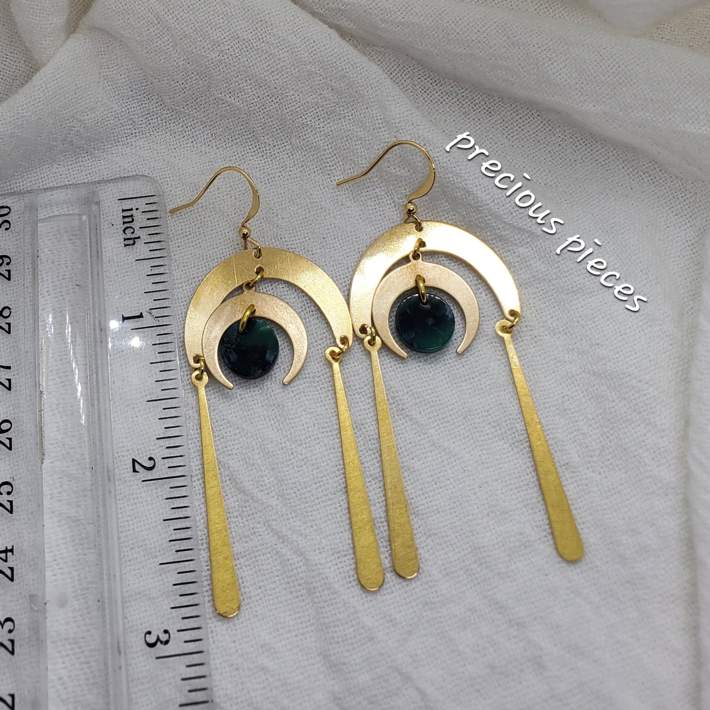 Brass Moon Dangle Earrings